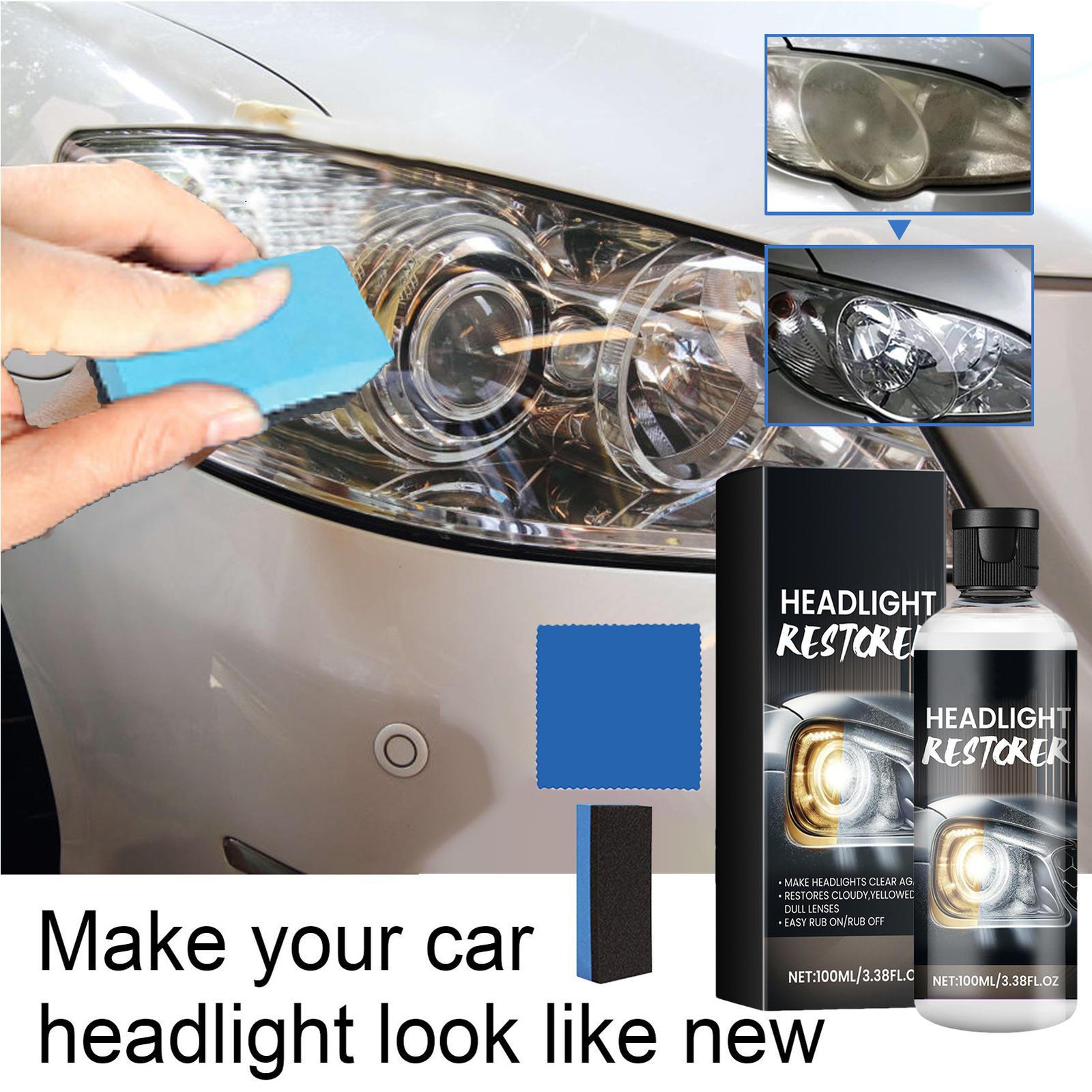 Car Headlight Polish Repair Fluid – Scratch Removal & Lens Renovation Cleaner`