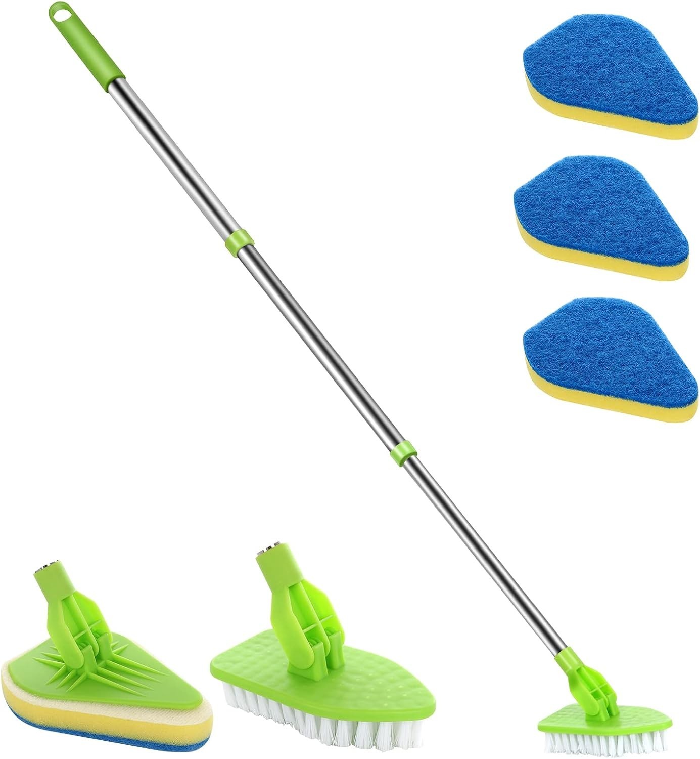 Scrub Cleaning Brush with Long Handle 35” – Extendable Floor Scrubber with 1…