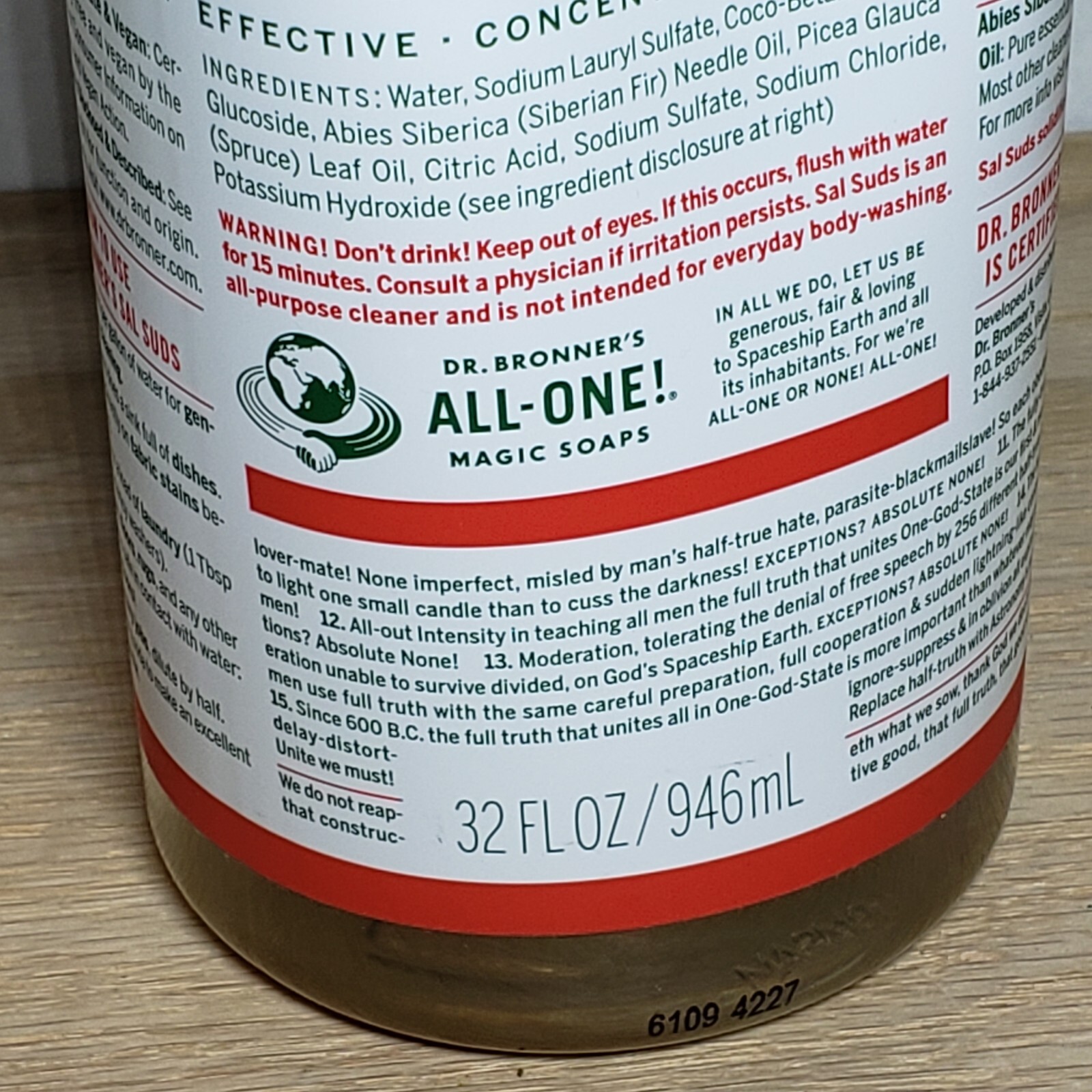 Dr.Bronner’s – Sal Suds Biodegradable Cleaner (32oz) 2 Pack Brand New Free Ship