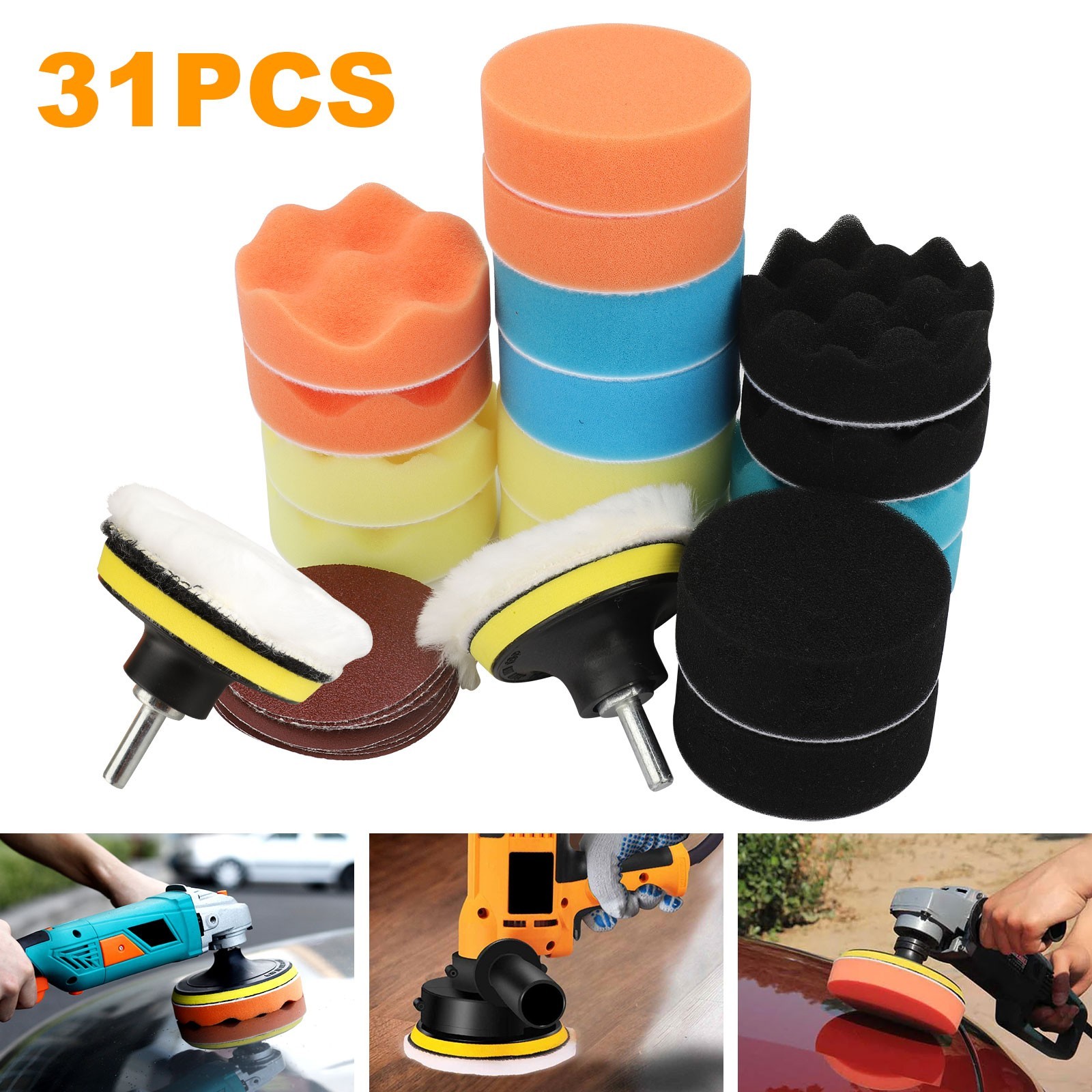 22pcs Car Cleaning Kit Interior Exterior Auto Detailing Wash Drill Brush Engine