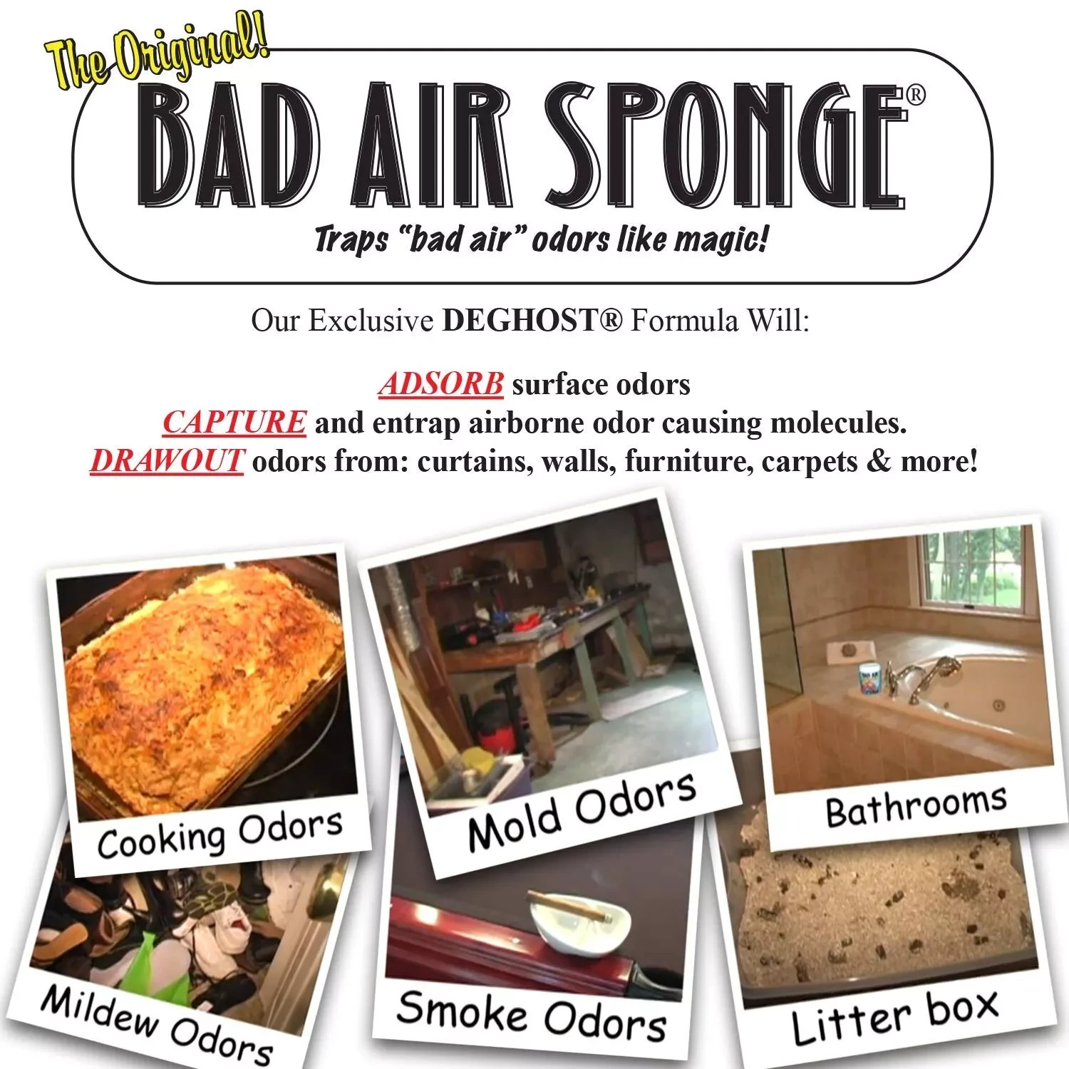 The Original BAD AIR SPONGE – 30oz – All-Purpose Odor Absorbent