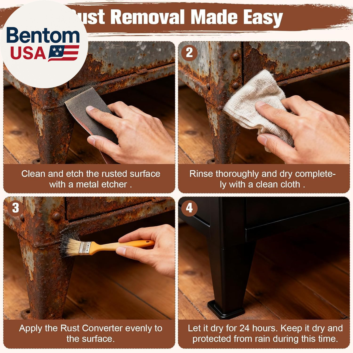 2-In-1 Rust Converter & Metal Primer – 1-Step Rust Stopper, Anti-Rust Coating &