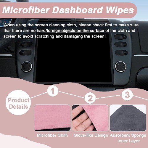 Screen Cleaner, 4.1”×4.1” Microfiber Dashboard Wipes, Square M Color: pink-1