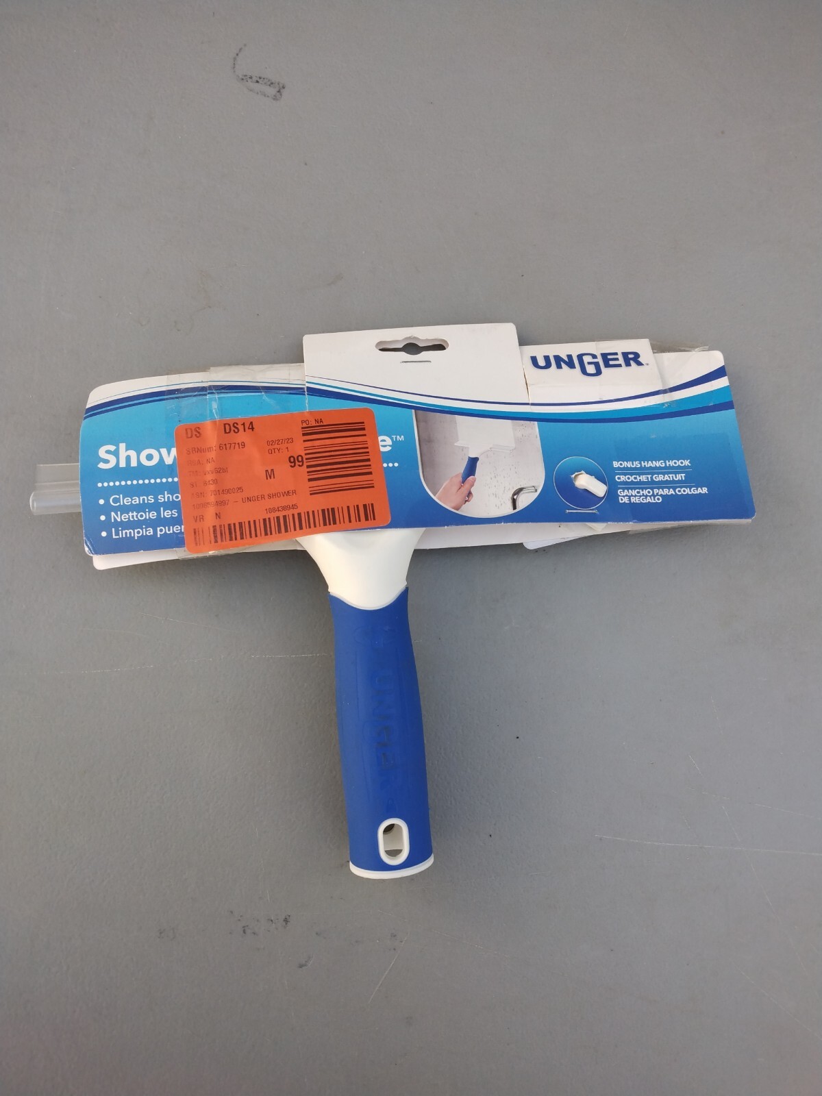 Unger Shower Squeegee Bonus Hang Hook Clean Shower Doors and Mirrors