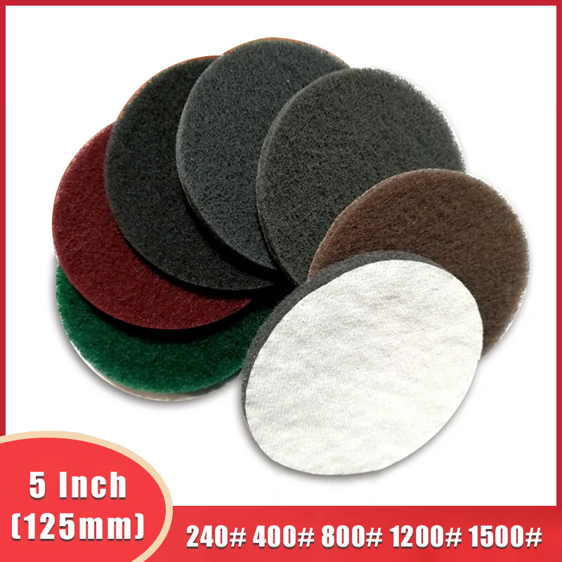 5 Inch 125mm Round Flocking Scouring Pad Cleaning Cloth Sanding Disc 240#-1500#
