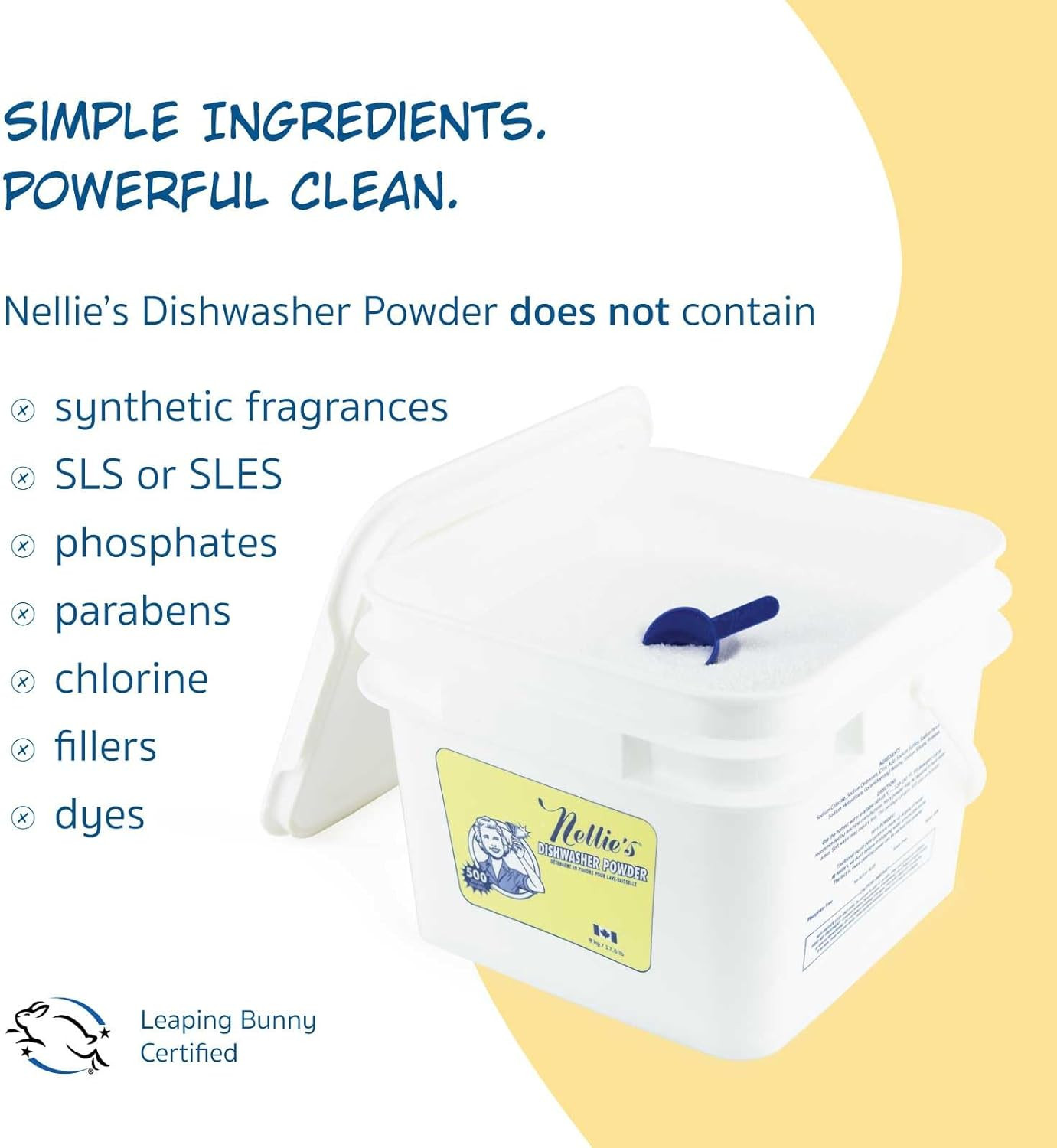 Dishwasher Powder – 500 Scoop Bulk Bucket – Plant-Based Formula – Phosphate-Free
