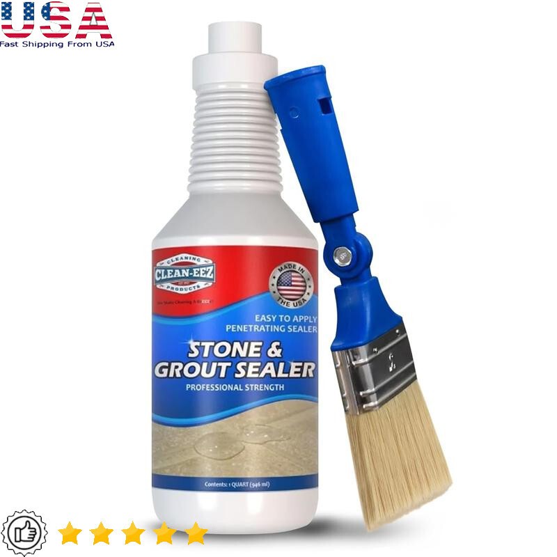 Grout Sealer Brush Combo Heavy Duty Protection Tile Shower Kitchen Bathroom 32oz