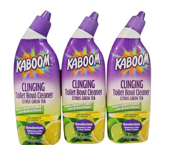 KABOOM Clinging Toilet Bowl Cleaner Green Tea Citrus Deodorizer 14.Oz 6 Bottles