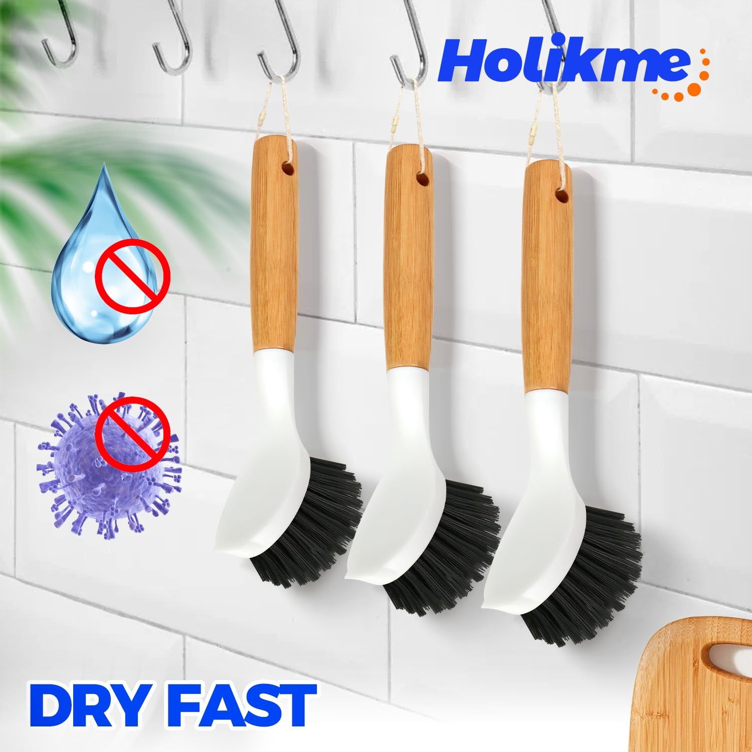 3 Pack Cast Iron Brush and Scraper with Bamboo Handle – Skillet Scrubber
