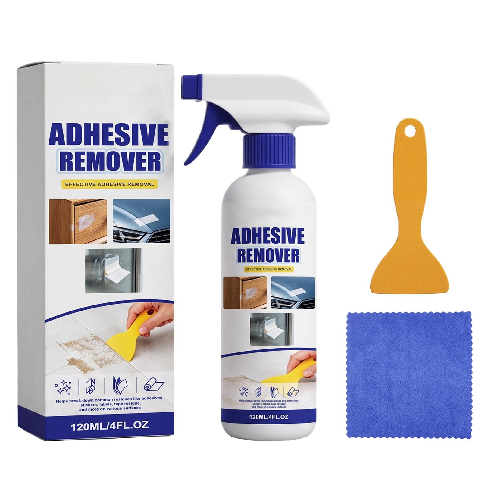 Adhesive Remover 120ml with Scraper Towel Fast-Acting Portable Car Sticker