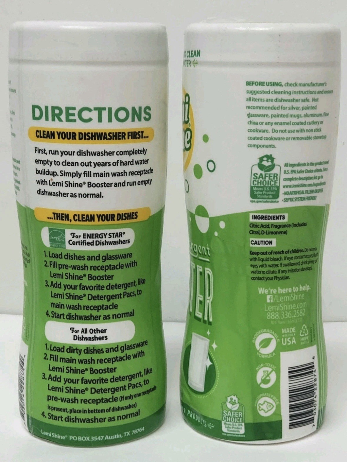Lemi Shine Dish Detergent Booster, Removes Hard Water Spots, Multi-Use, 24 oz