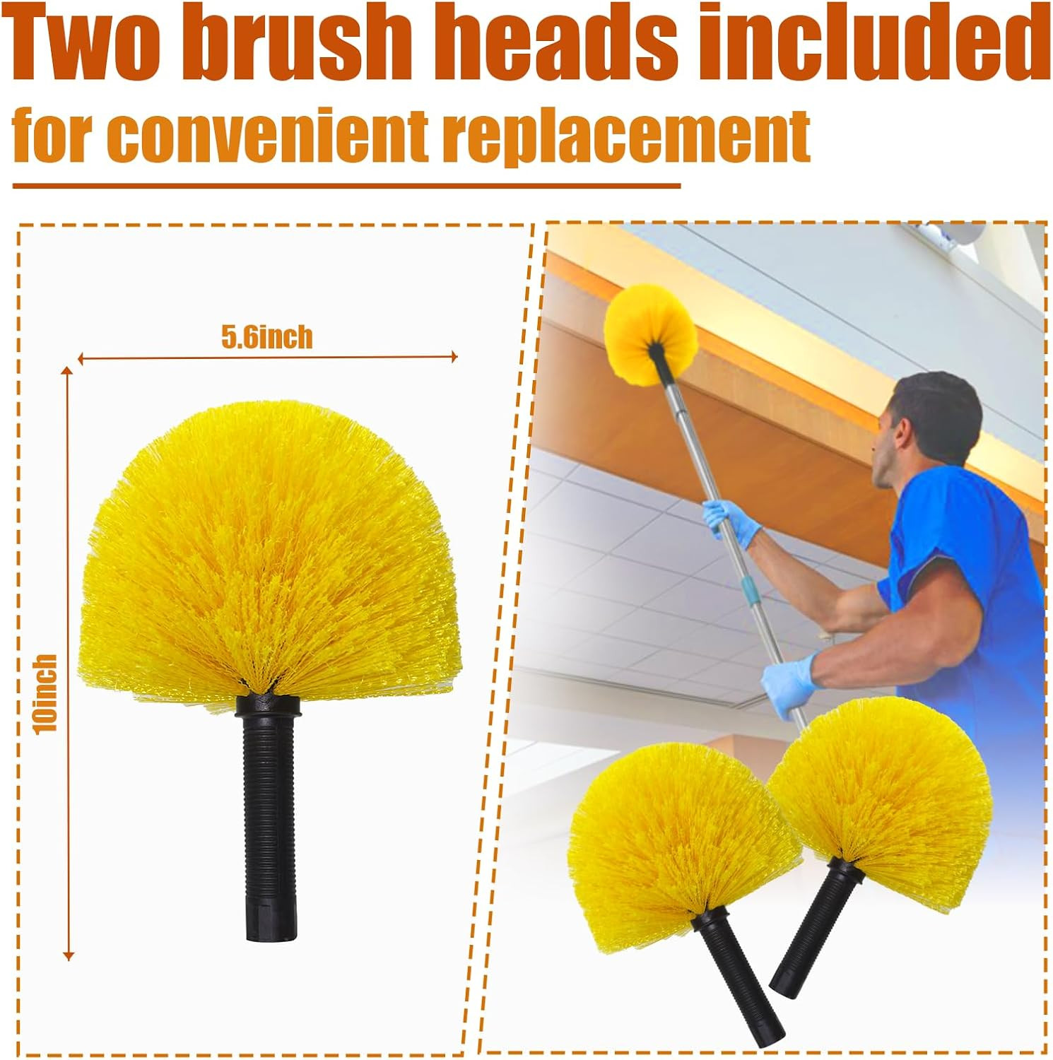 Spider Web Brush with Pole – 4Ft Cobweb Duster with Extension Pole & 2
