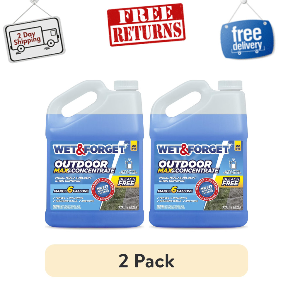 Wet & Forget Outdoor Cleaner Concentrate 1 Gal, Mold, Mildew, Moss Killer, 2Pack