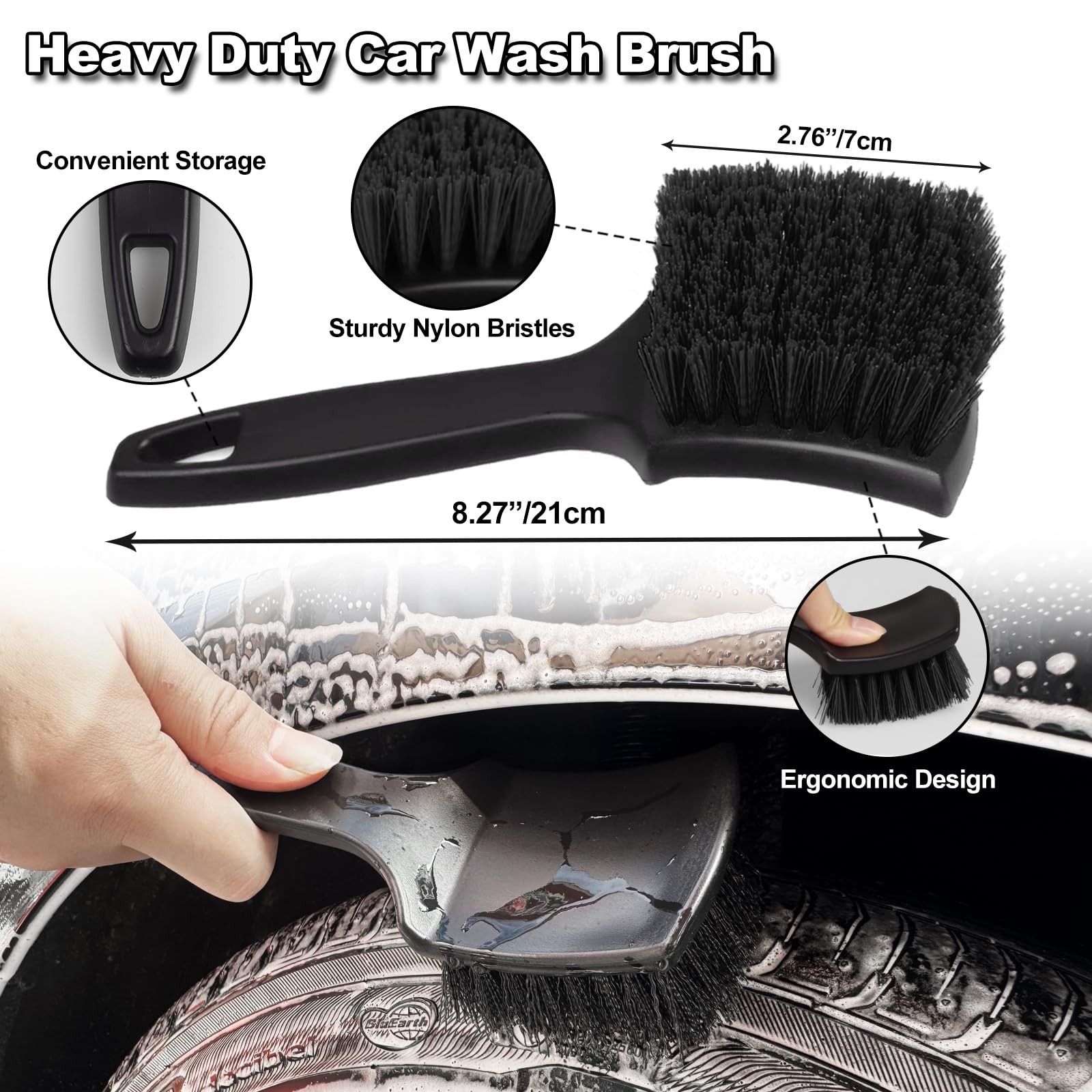 7Pcs Car Wheel Brush kit, Tire Brush, Wheel Cleaner Brush, Soft-bristled Rim …