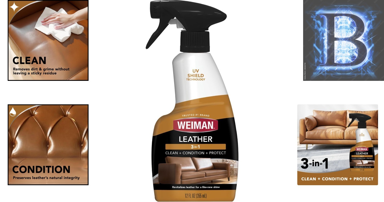 Versatile Leather Care Solution – 12 Fl Oz Cleaner & Conditioner with UV Defense