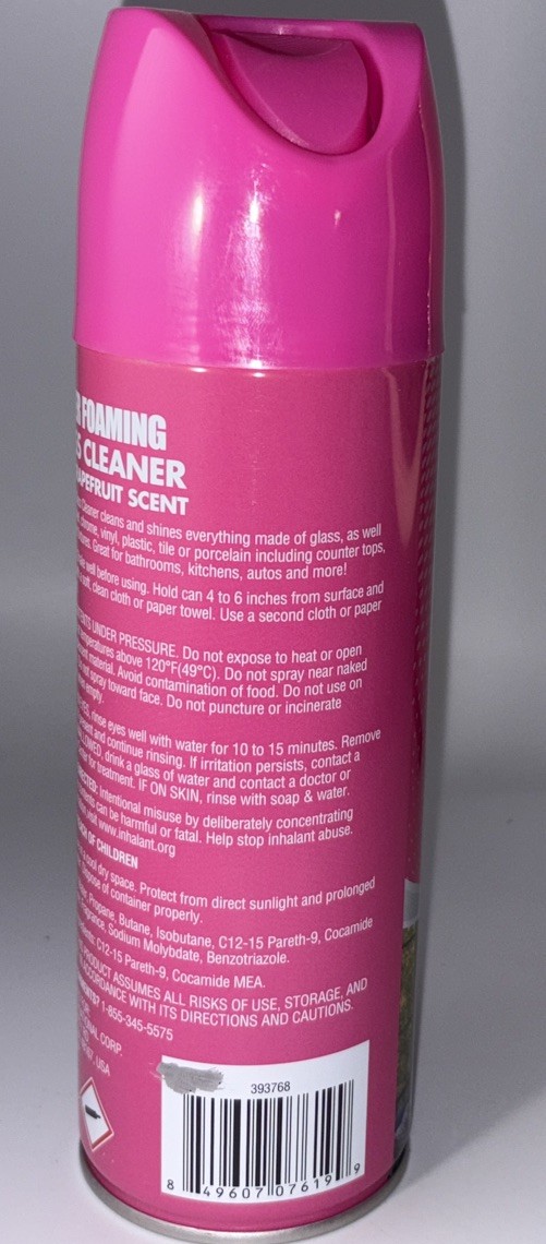 Homebright Power Foaming Glass Cleaner 12oz Pink Grapefruit Scent-NEW-SHIP24 HRS