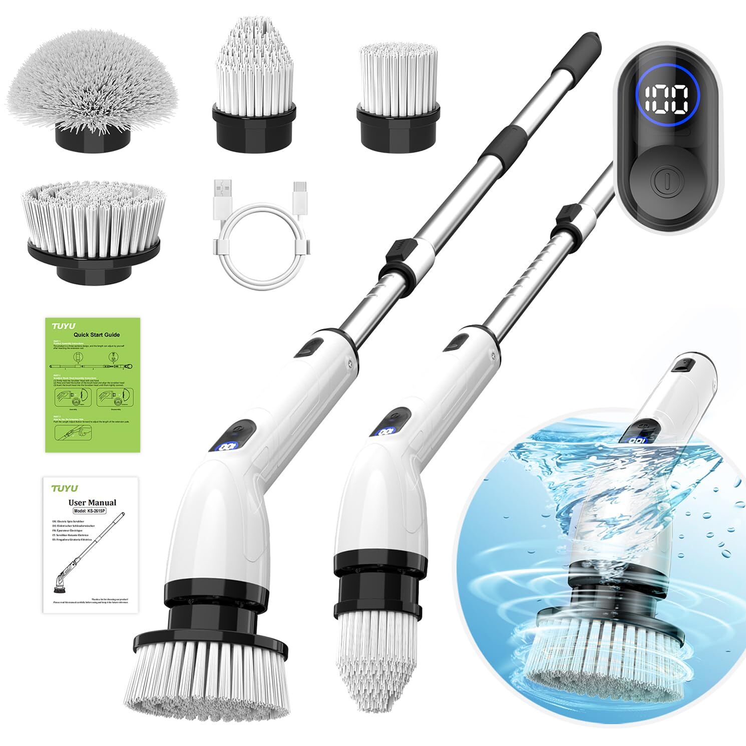 Electric Spin Scrubber Fullbody Ipx7 Waterproof Bathroom Scrubber With Power Lcd