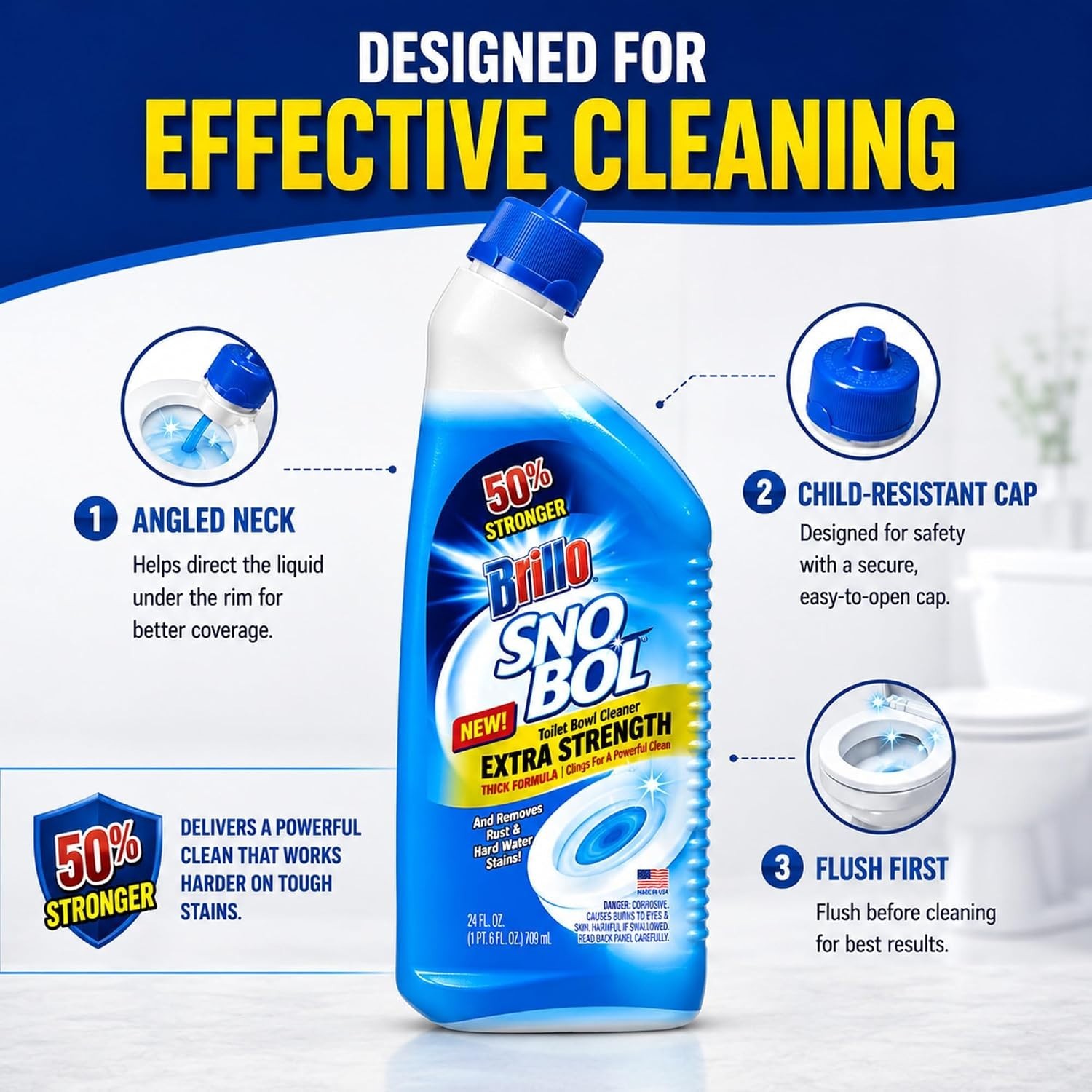 Extra Strength Toilet Bowl Cleaner 24 fl oz Removes Stains & Lime Scale