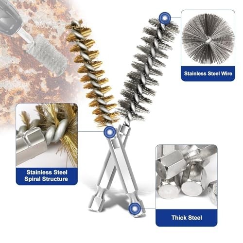 18Pcs Stainless Steel Bore Brush Set for Drill – Rust Cleaning Wire Brush Attach