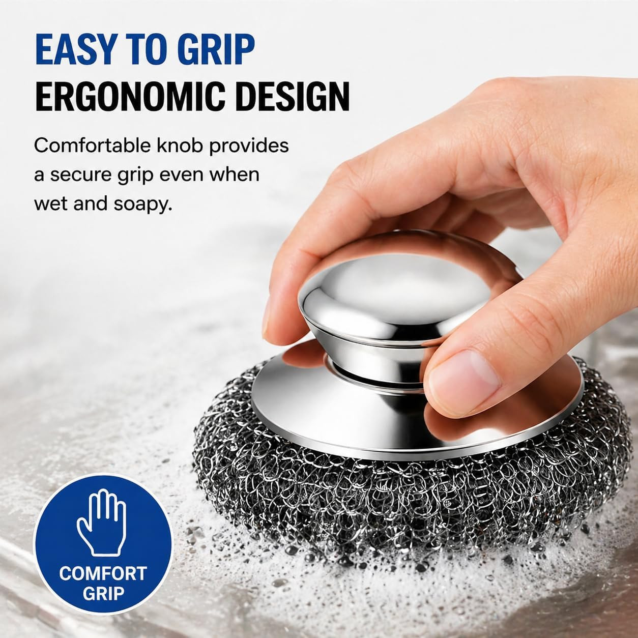 Steel Wool Scrubber, 10-Pack Stainless Steel Scrubber Pads with Handle – the Ult