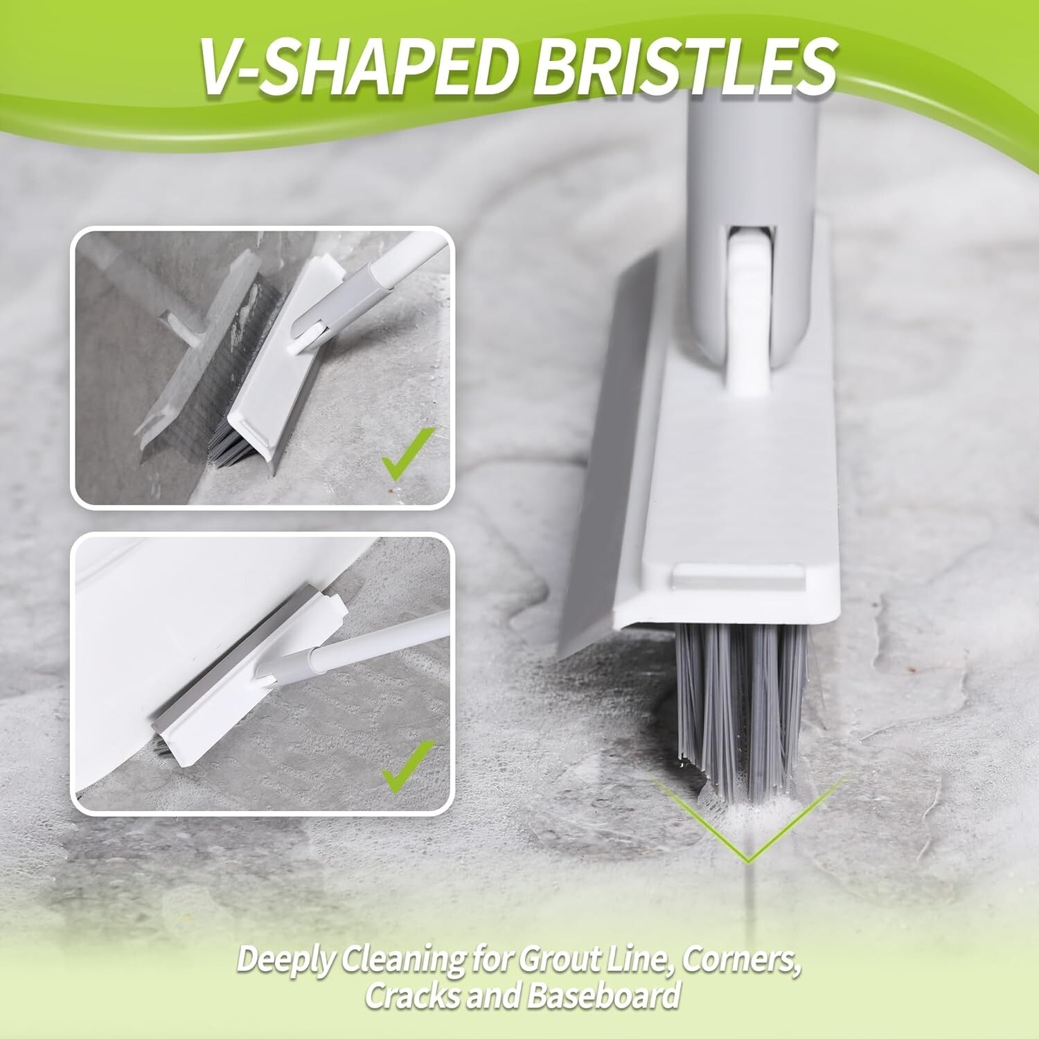 Grout Brush with Short/Long Handle Grout Cleaner for Tile Floors Shower Tile