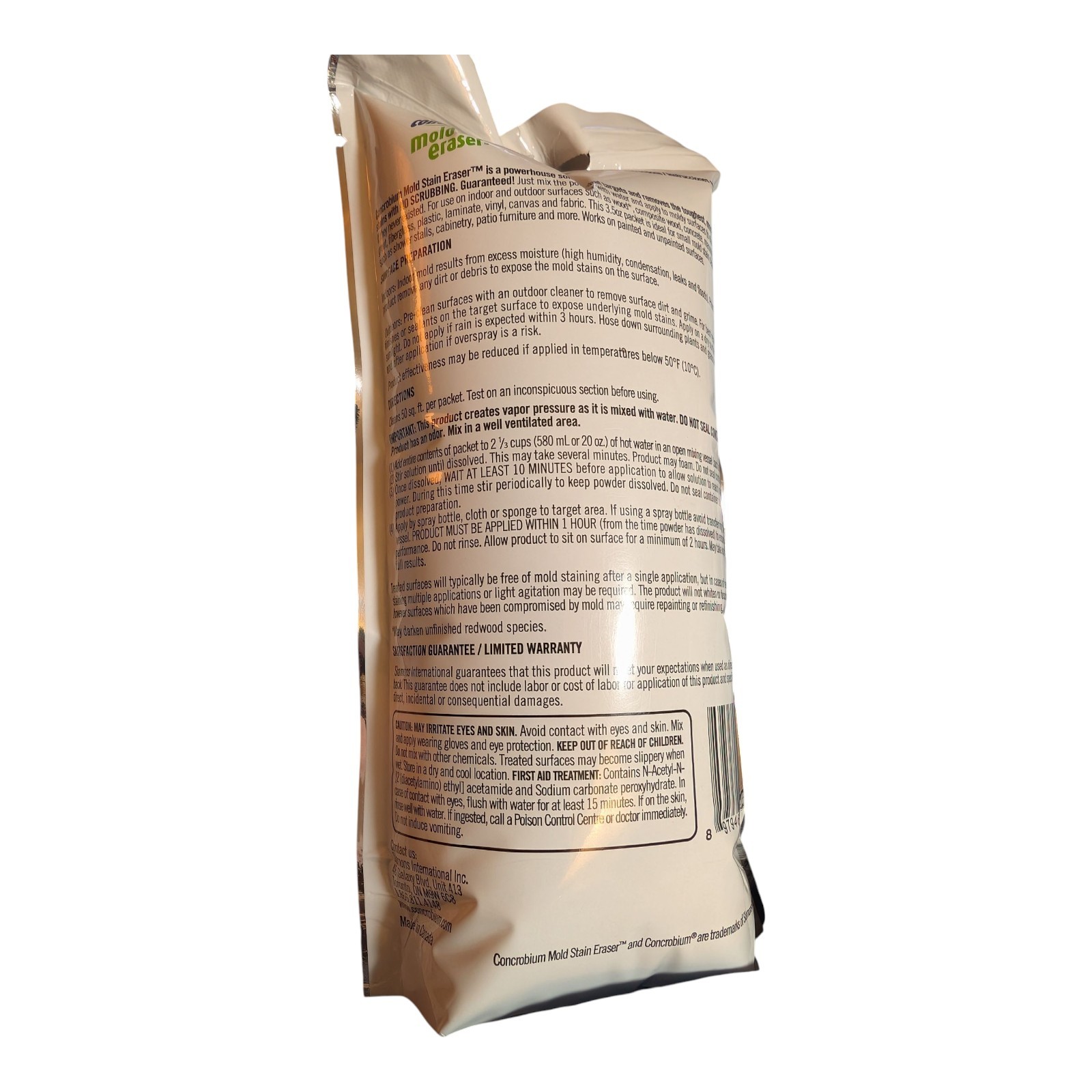 = Concrobium Mold Stain Eraser 3.5 ounce Packet Treats 50 Square Feet 3.5 OZ