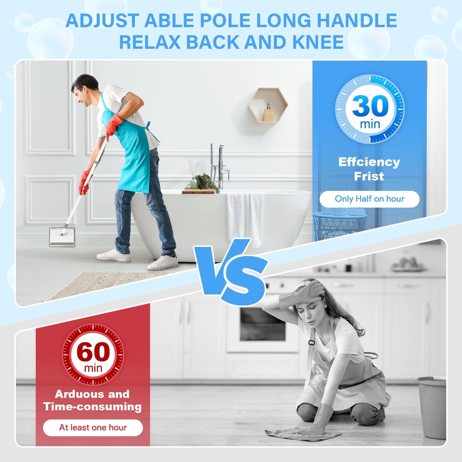 Baseboard Cleaner Tool with Handle DELUX Baseboard Cleaner with Extendable Long