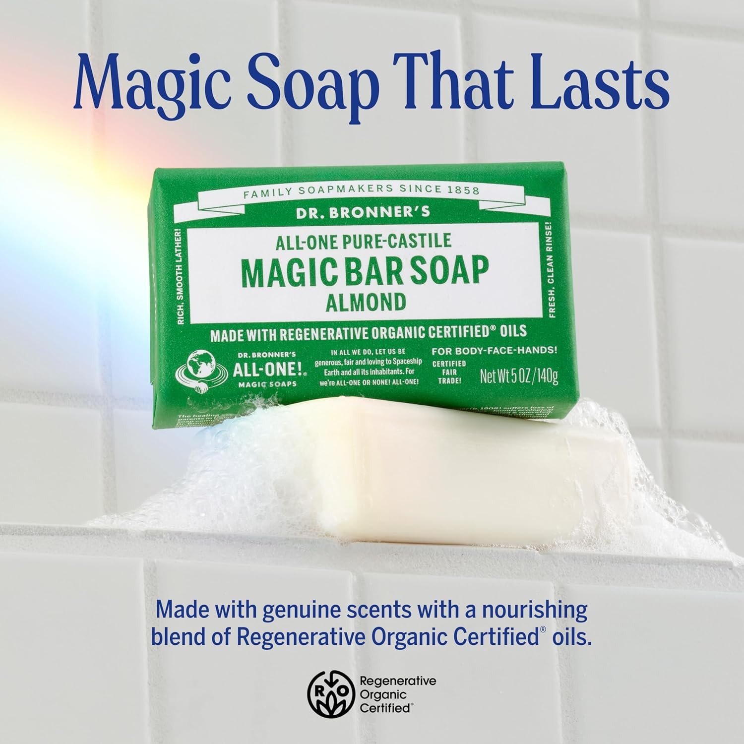 Dr. Bronner’s Pure-Castile Magic Bar Soap (Almond, 5 ounce, 12-Pack)-Made with