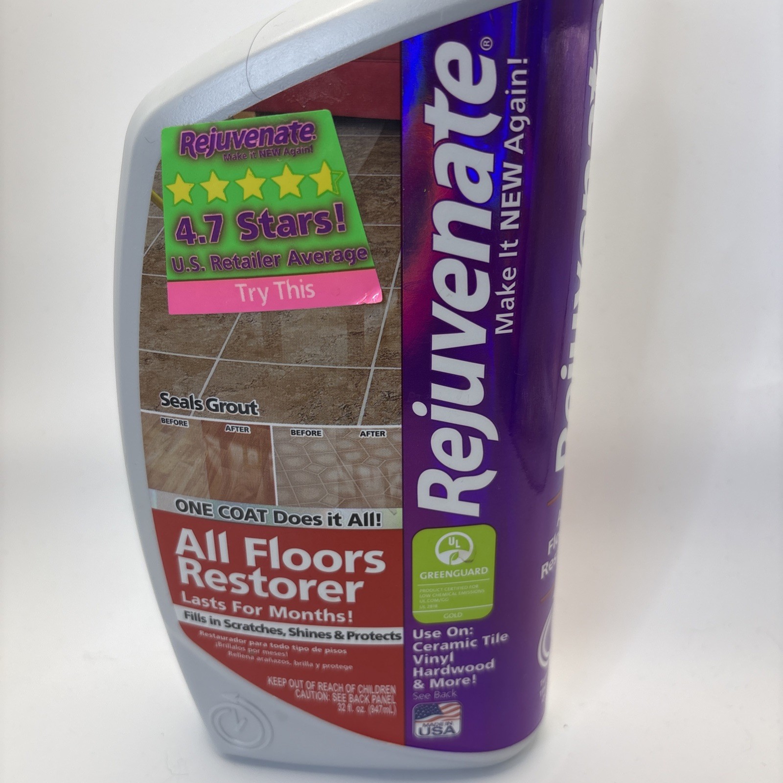 Rejuvenate All Floors Restorer Liquid Ceramic Tile Vinyl Hardwood 32oz New