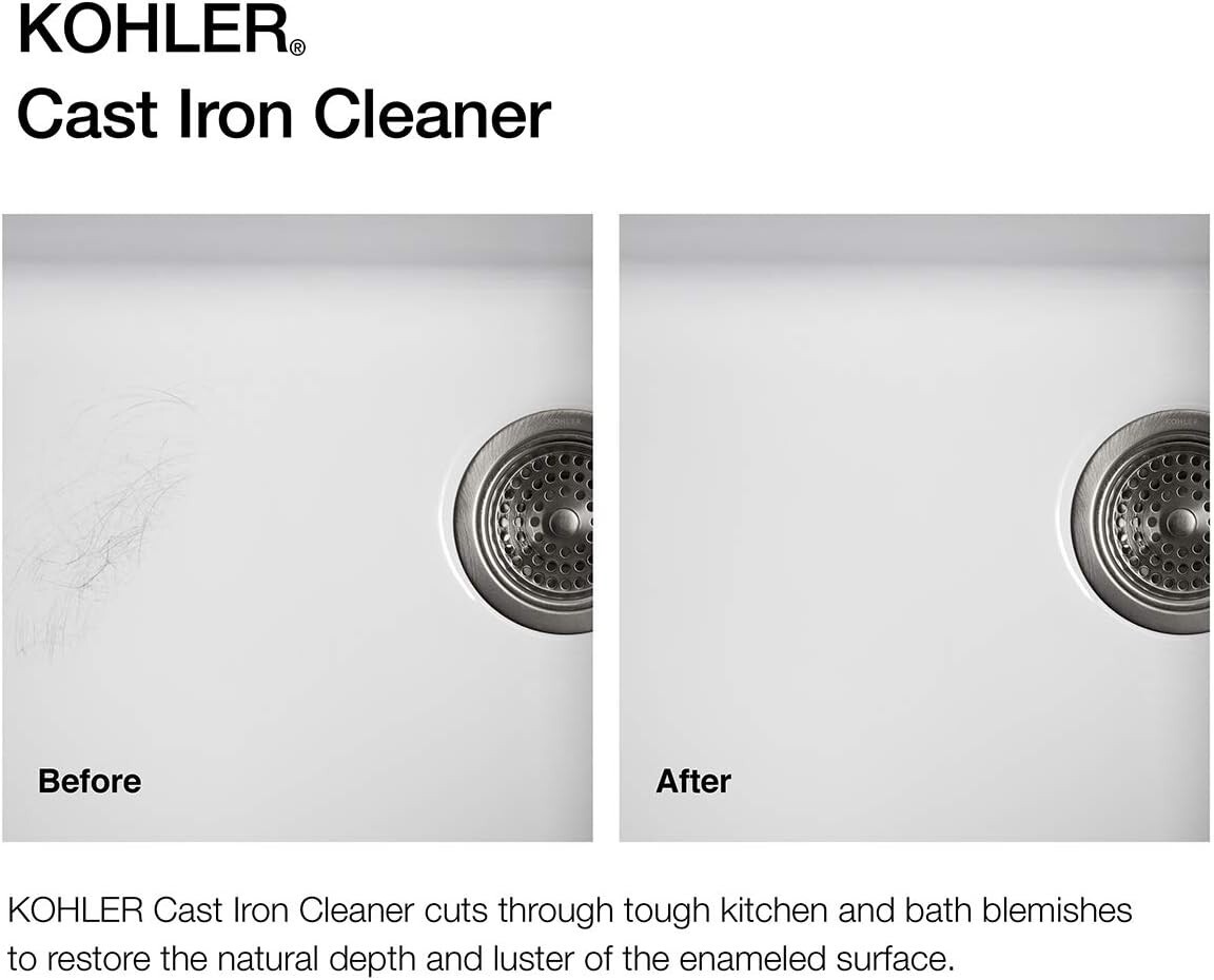 Cast Iron Cleaner Liquid Form Kohler K-23725-NA Non-abrasive Cream-Based Kit New
