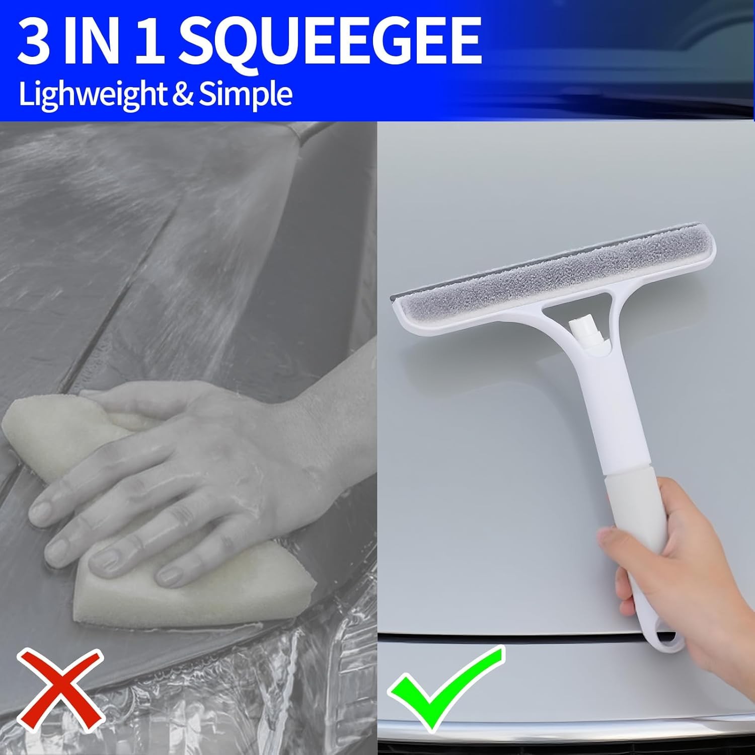 3 in 1 Window Squeegee with Sprayer,Sponge Brush and Scraper,3 in 1 Window squee