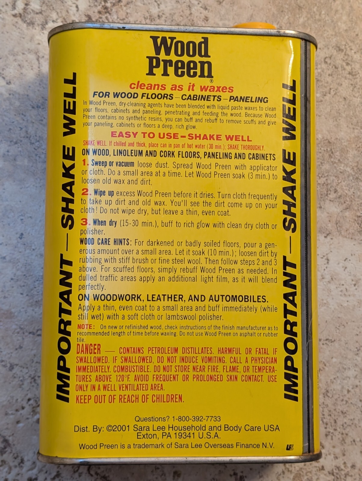 WOOD PREEN – *Empty Can* – Floors Cabinets Paneling Wax – Vintage