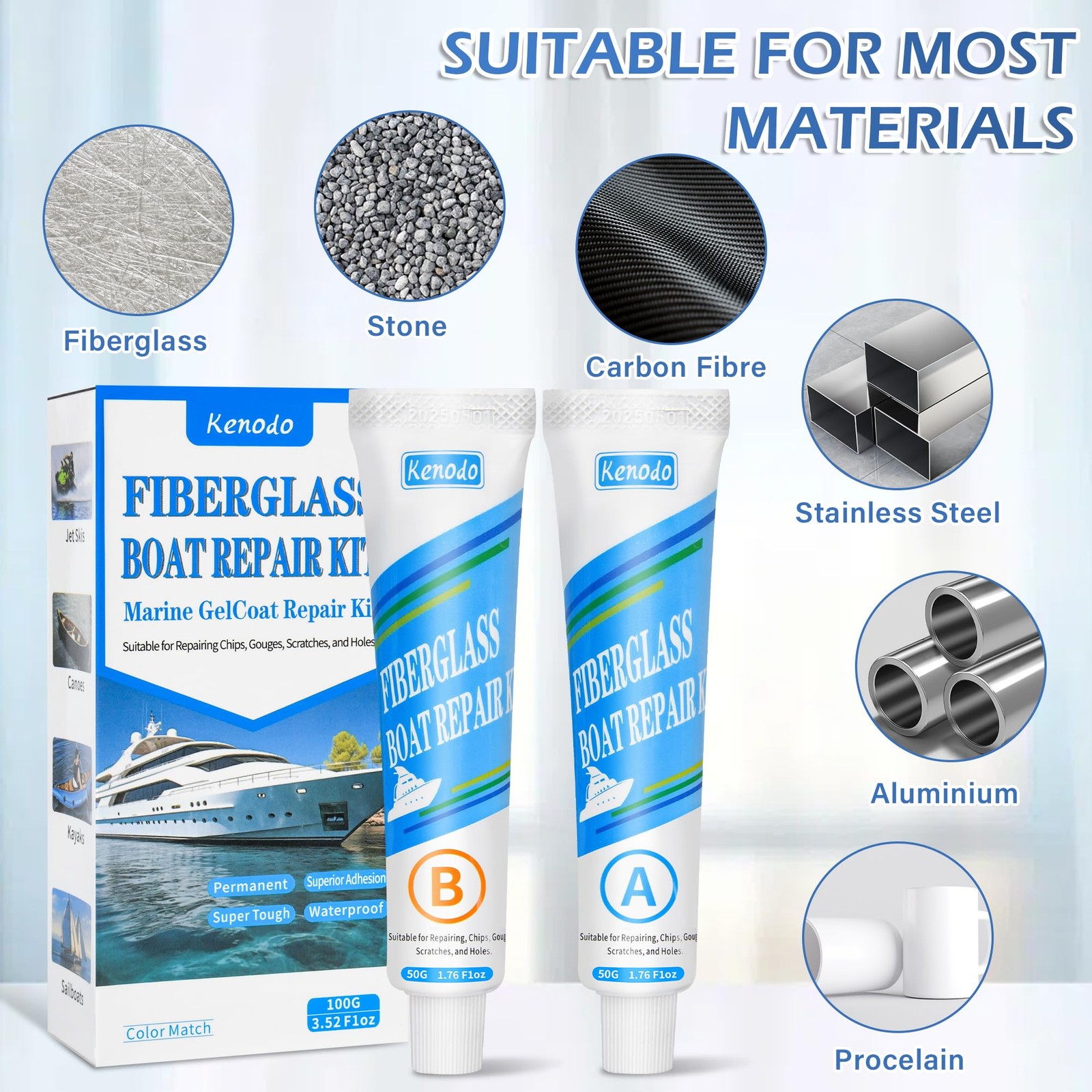 Marine Fiberglass Repair Kit for Boats, Gel Coat Kepair kit for Boats, Epoxy …