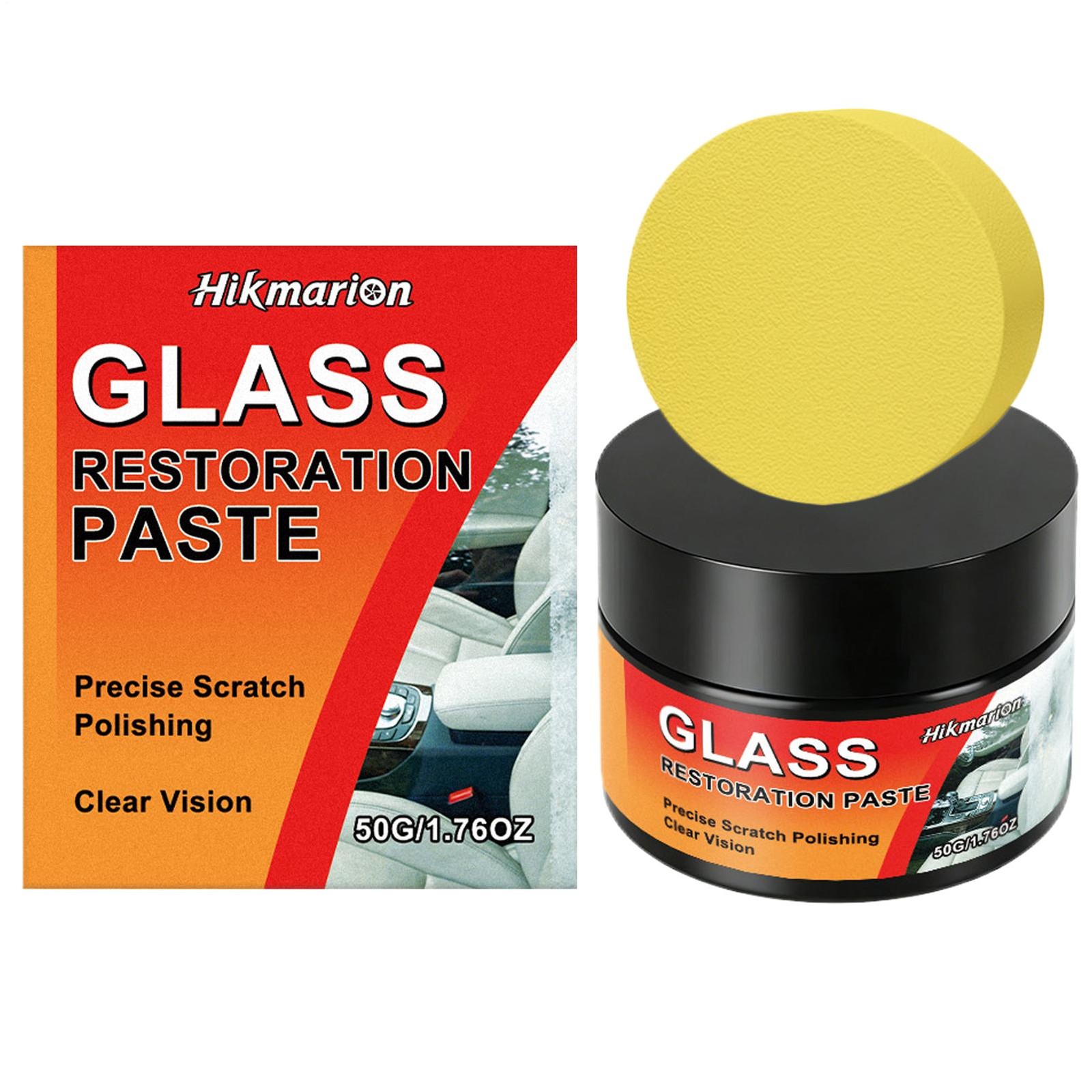 Glass Scratch Remover 50g with Sponge Polishing Cleaning Wax Car Repair Glass