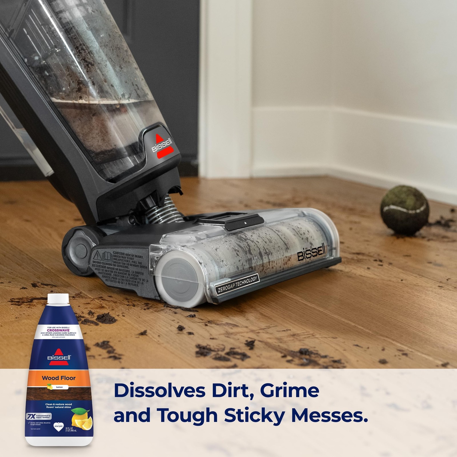 Bissell CrossWave & SpinWave Wood Floor Cleaning Formula, 32 oz, Dissolves Di…