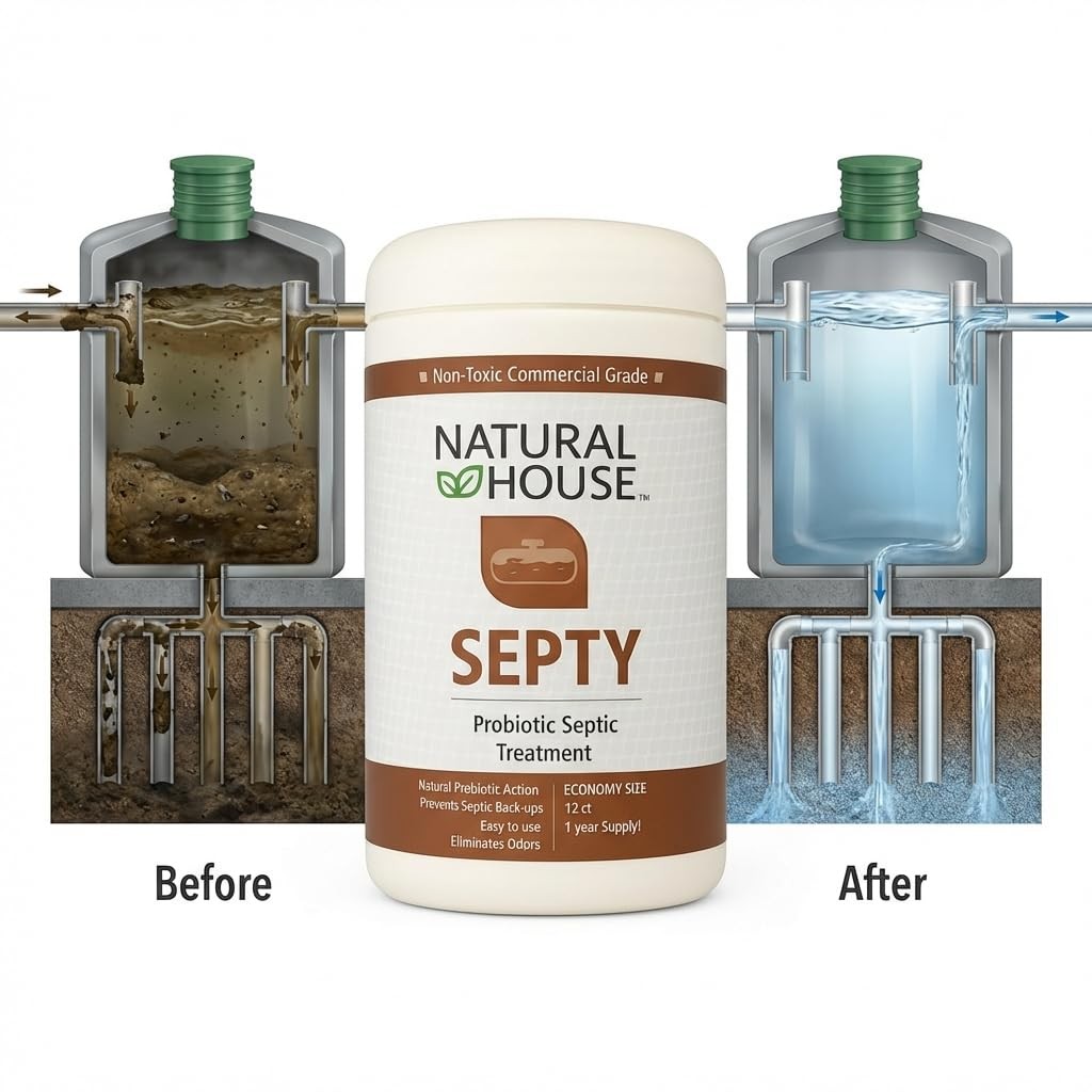 Natural House Septy – Plant-Based Enzyme Pods for Septic-Safe Plumbing Care -…