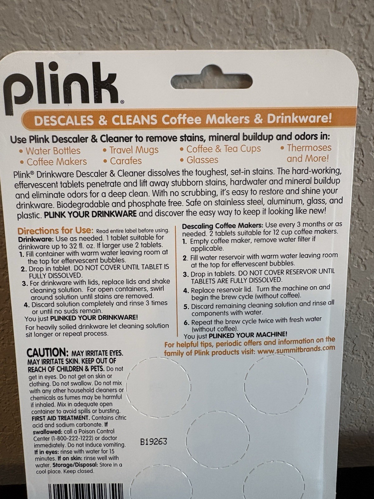 Plink Tabs Drinkware Descaler & Cleaner! 5 Tab Pack New! For Coffee Makers, Mugs