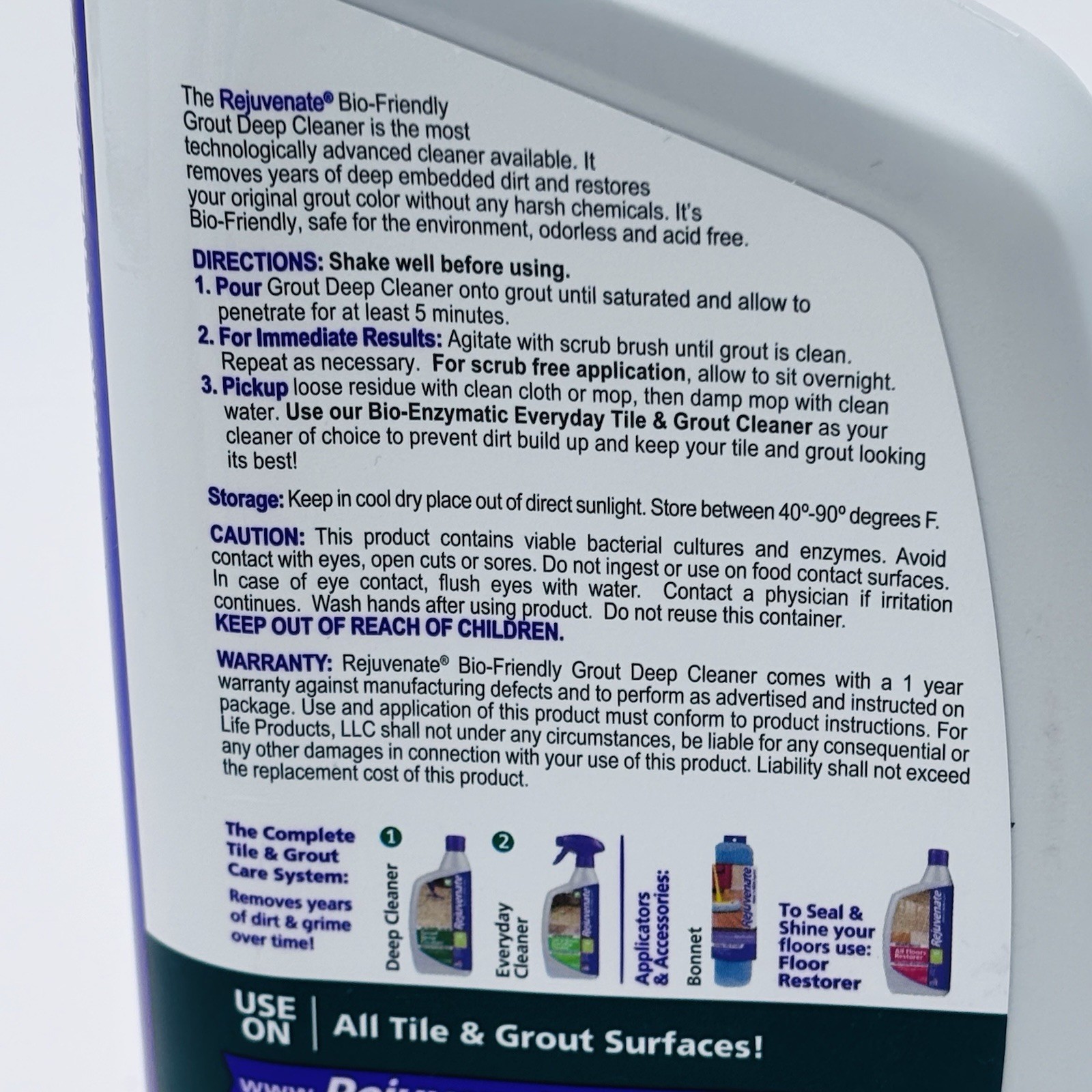 Rejuvenate Grout Deep Cleaner 24 Fl oz Liquid New Unopened No Scent Non-toxic