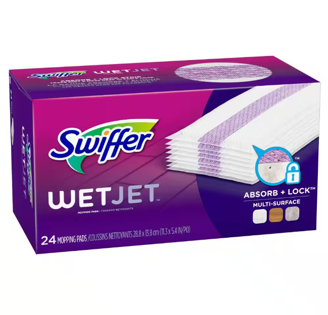 Swiffer WetJet Mop Pad Refills Unscented 24-Count Multi-Surface Cleaning Pads