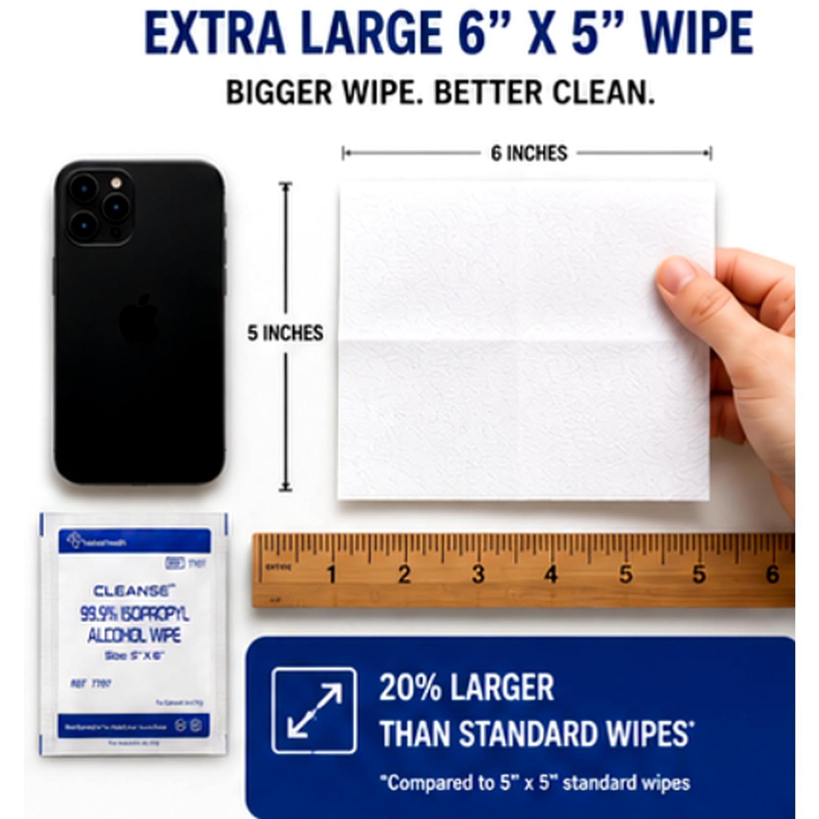 99.9% Isopropyl Alcohol Handy Wipes, 50 Counts Lint Free NonAbrasive No Water…