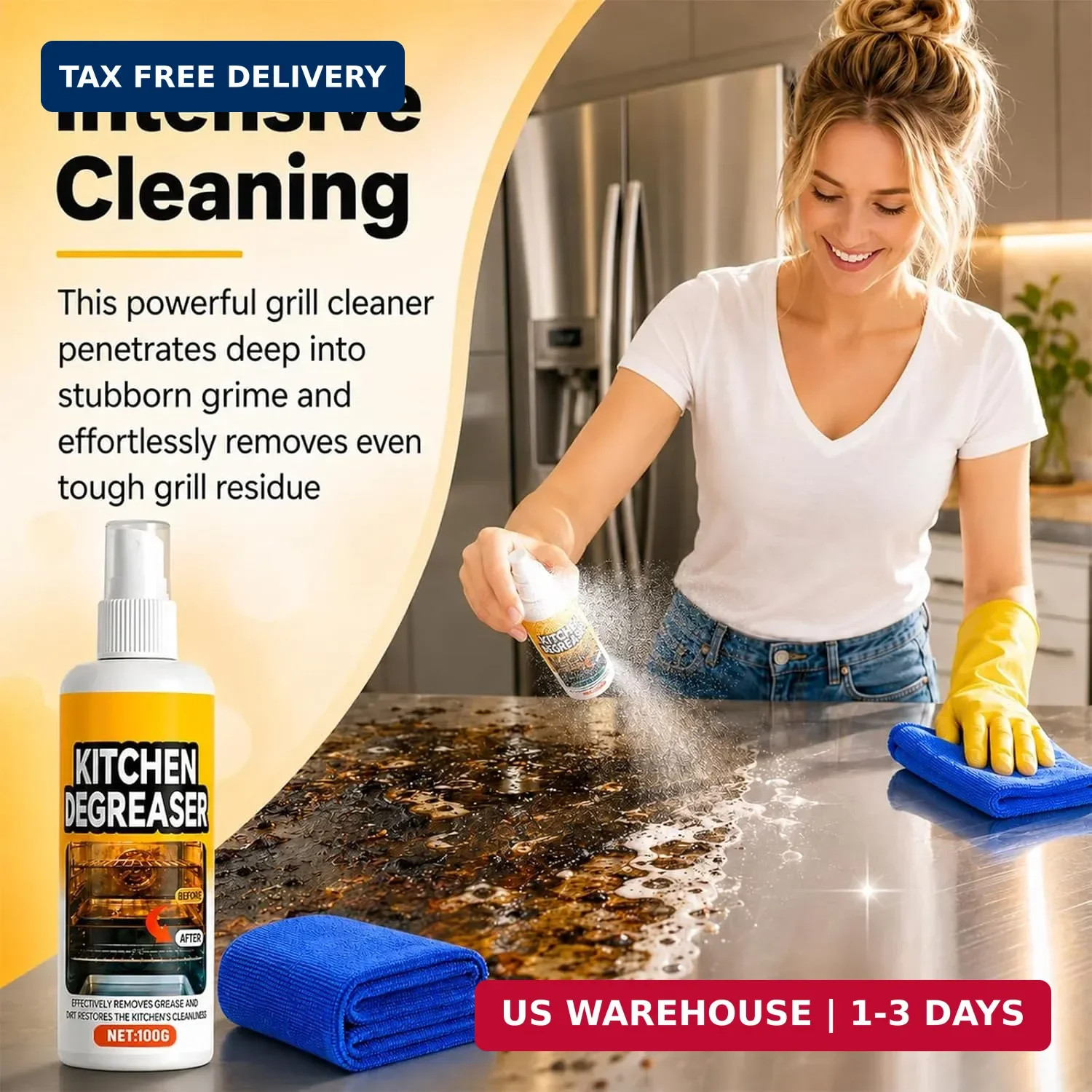 Kitchen Degreaser Spray, BBQ Grill Cleaner Spray, Heavy Duty Degreaser Spray For