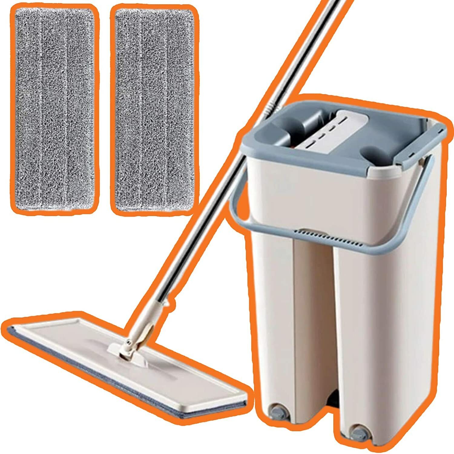 EZ Clean Foldable Flat Mop and Buckets Set Fast Wash Dry Flat Mop Cleaning NEW
