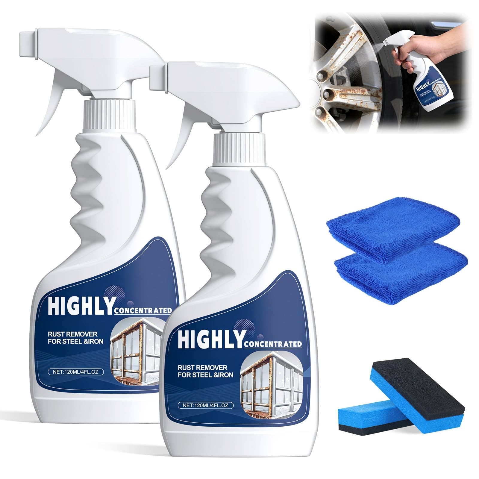 Powerful Rust Remover Spray for Metal & Stainless Steel Cleaner – 2PCS, Fast Act