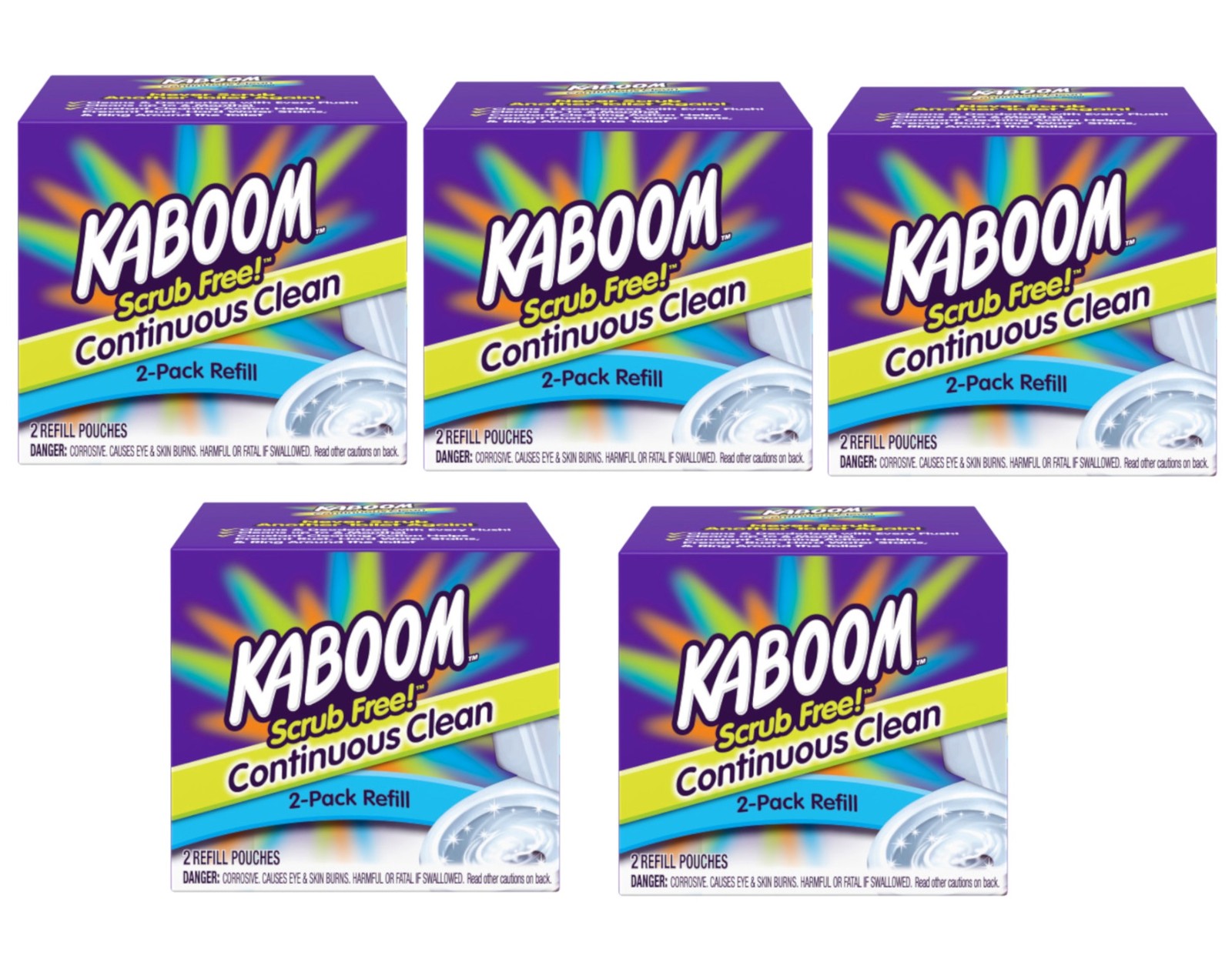 Kaboom Scrub Free Continuous Clean Toilet Cleaning Refill 2 Count (Pack of 5)
