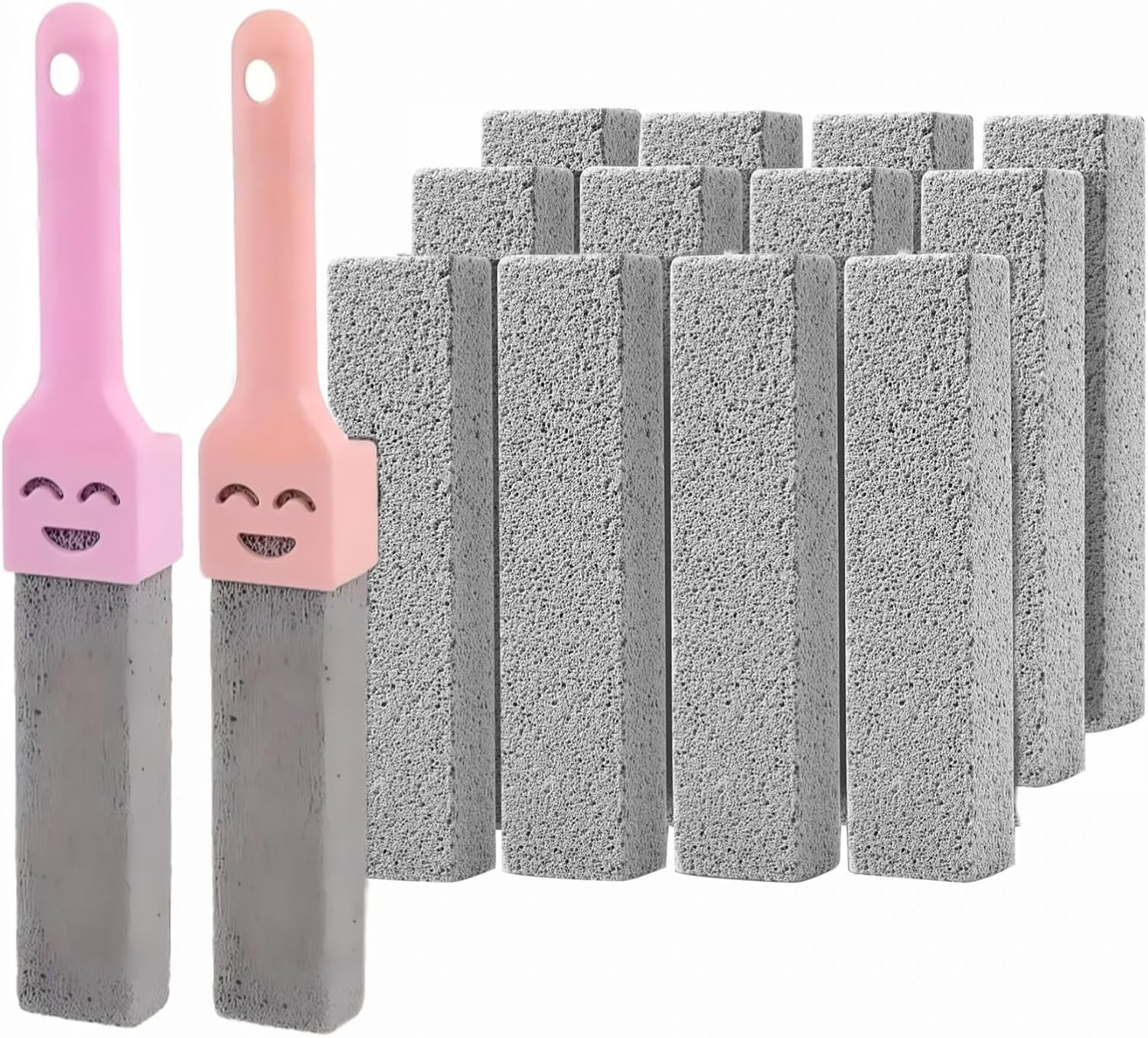 6 Pack Pumice Stone Cleaning,Pumie Scouring Stick W/ Handle Heavy Duty Toilet