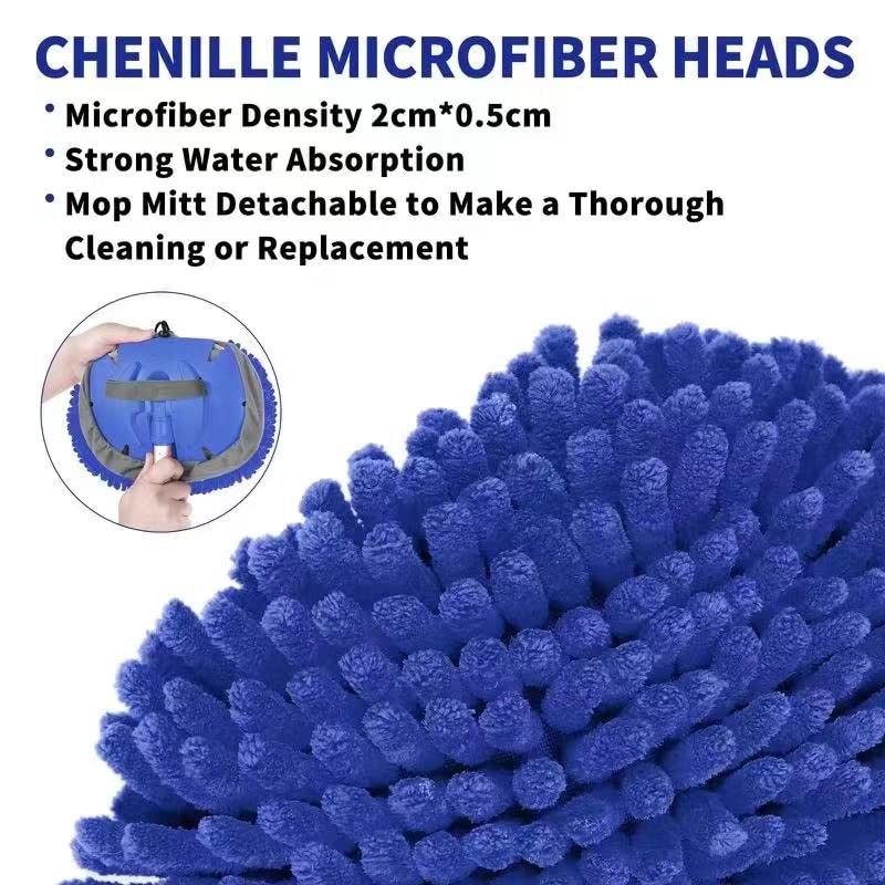 62” Car Wash Brush Kit with Long Handle, Chenille Microfiber Car Wash Mop Mi…