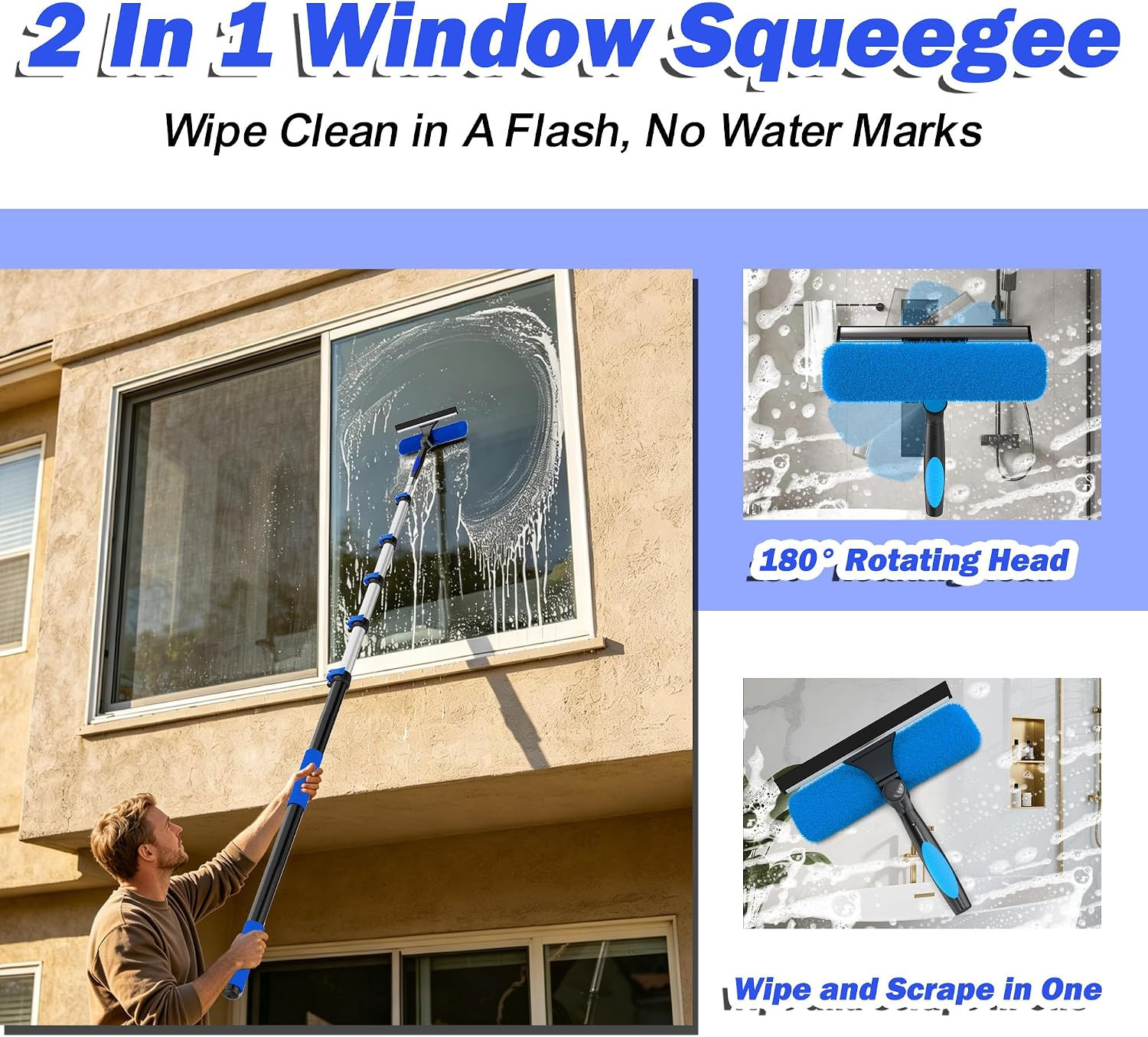 30FT Reach High Ceiling Duster Kits, Window Cleaning Kit with 5-24FT Telescoping