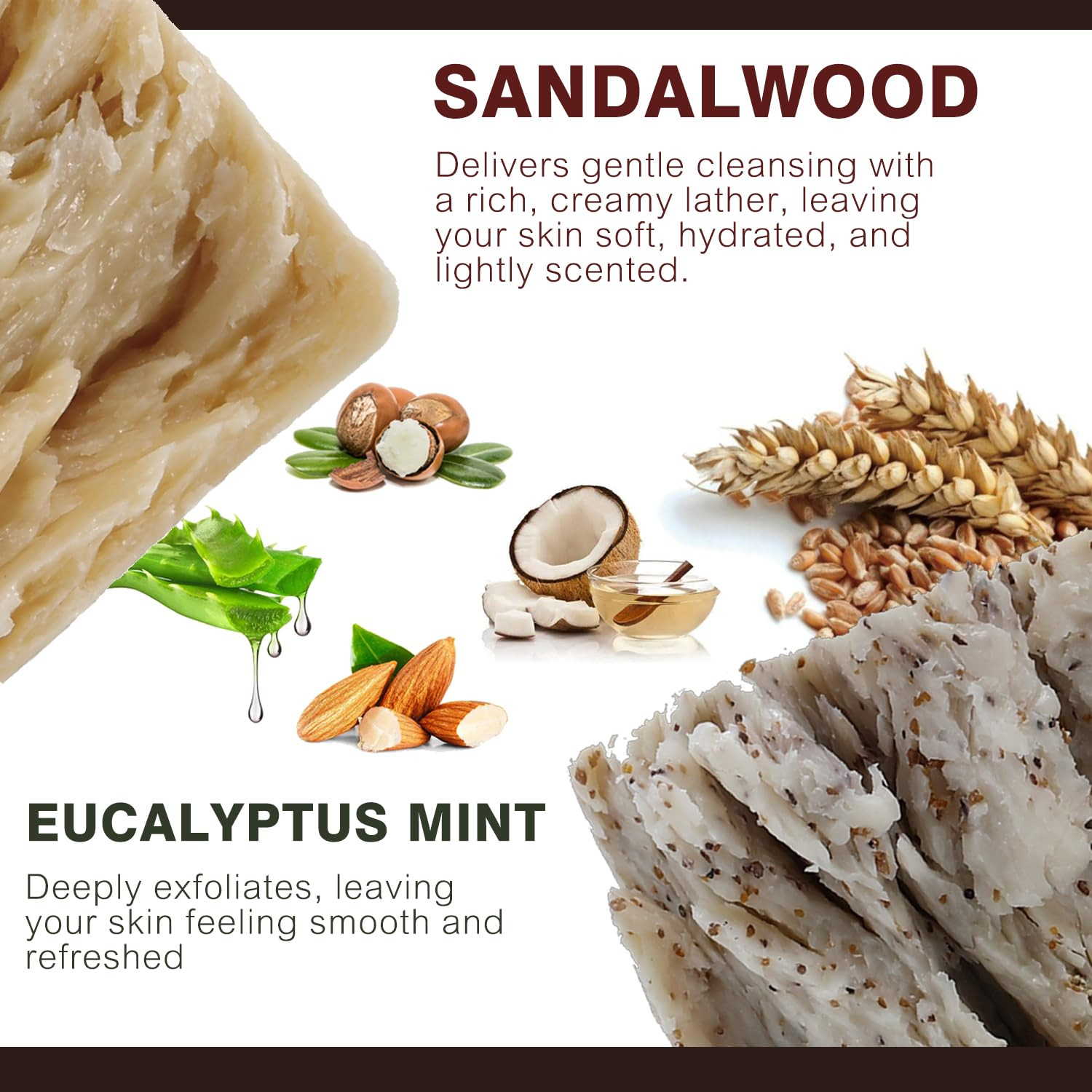 Mens Soap Bar Set 6Pcs Natural Handmade Cleansing Bar Soap Set Moisturizing Exfo