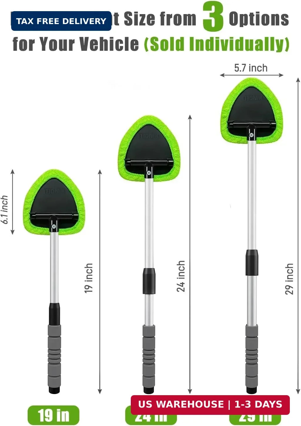 XINDELL 29-inch Windshield Cleaner Tool – Car Interior Window Cleaning Kit with