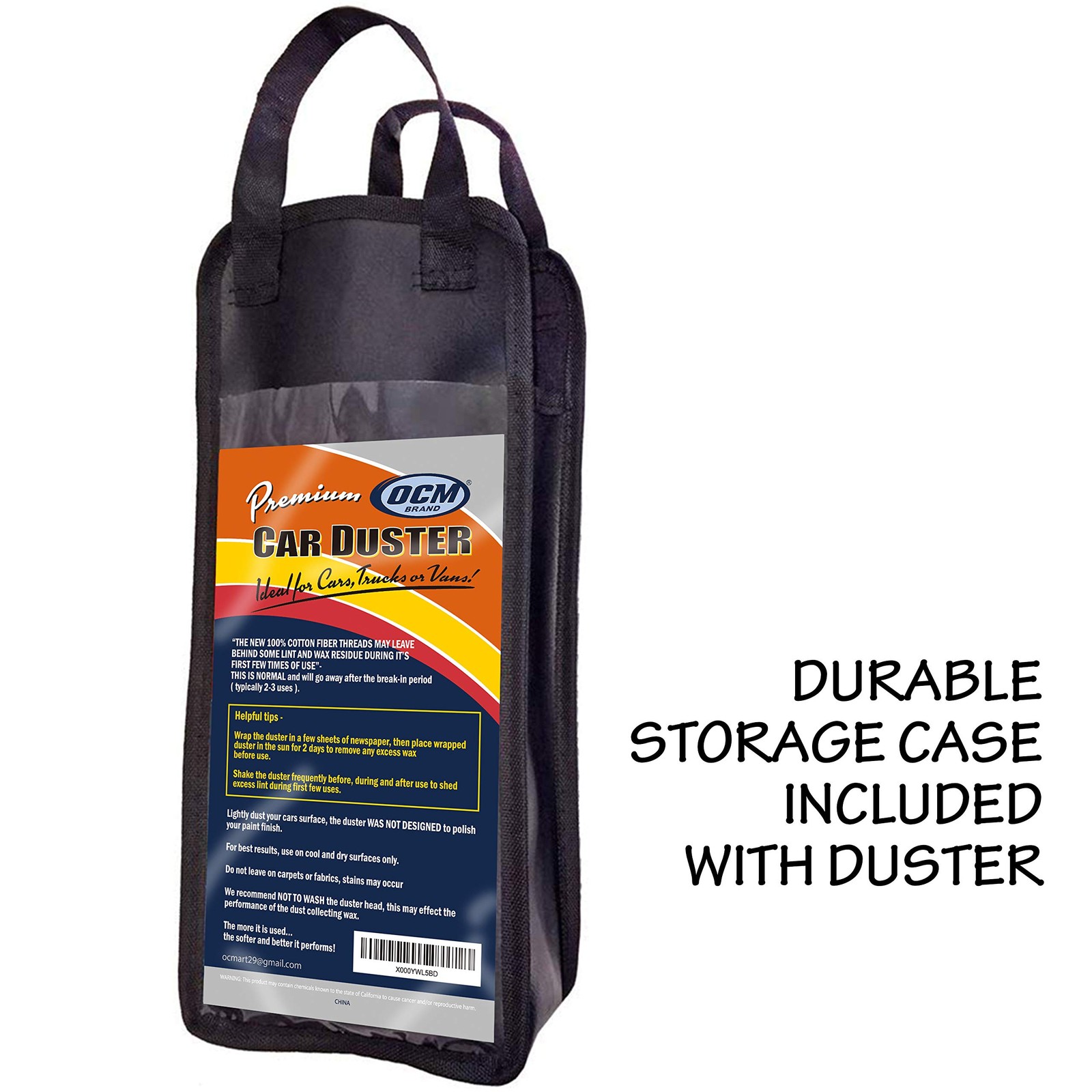 Premium Extra Large Car Duster With Durable Solid Wood Handle Includes Storage C